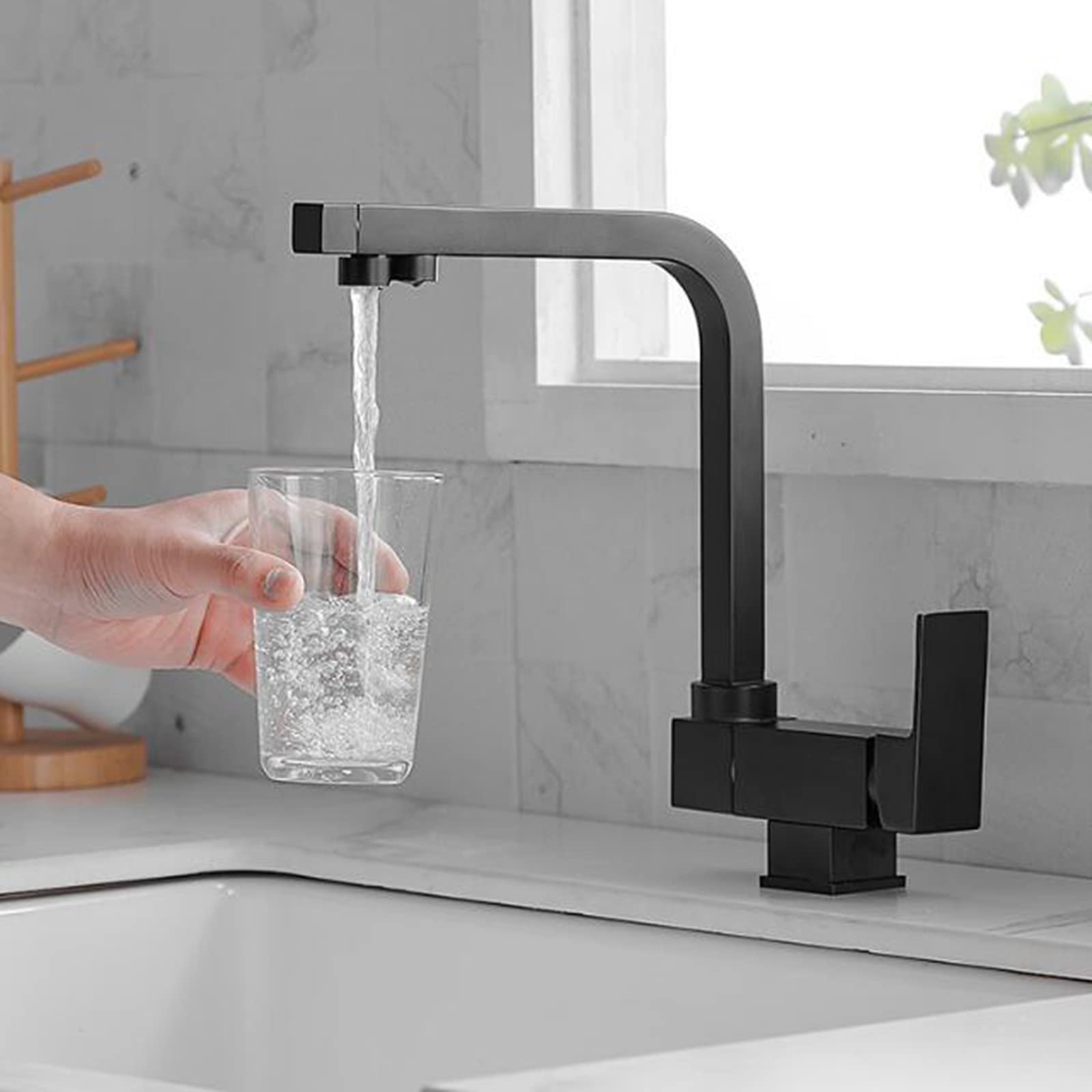 3-in-1 Black Brass Folding Kitchen Faucet with 3-Way Sprayer - High Pressure Pull Down Spray Sink Faucet for Modern Kitchen, Dish Washing & Food Prep