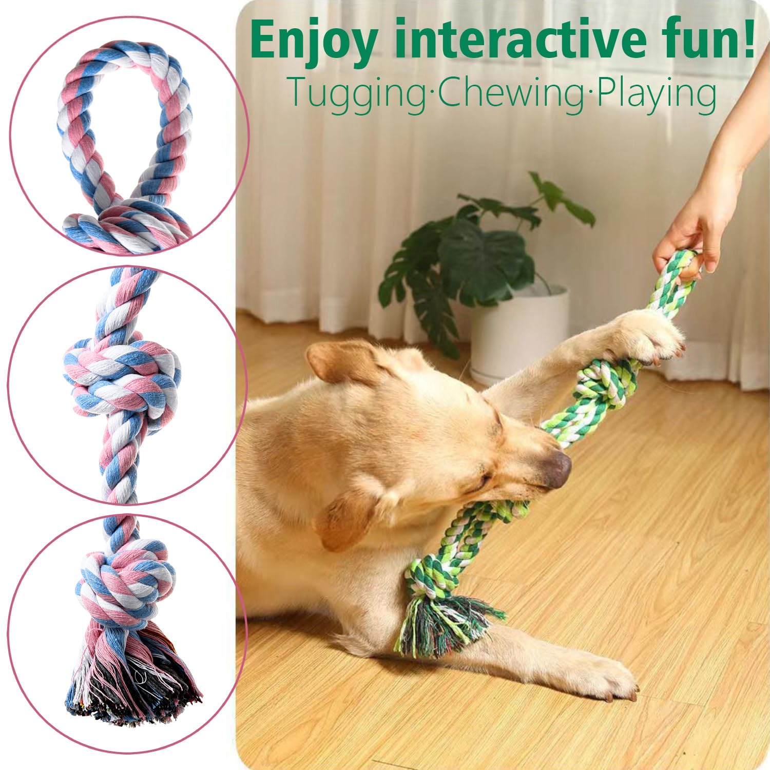 Indestructible Dog Rope Toys for Aggressive Chewers - Tough Puppy Chew Toys for Teething, Boredom & Dental Cleaning - Durable Tug of War Toy for Small to Large Breed Dogs | Perfect for Playtime, Training & Teeth Cleaning at Home or Outdoors