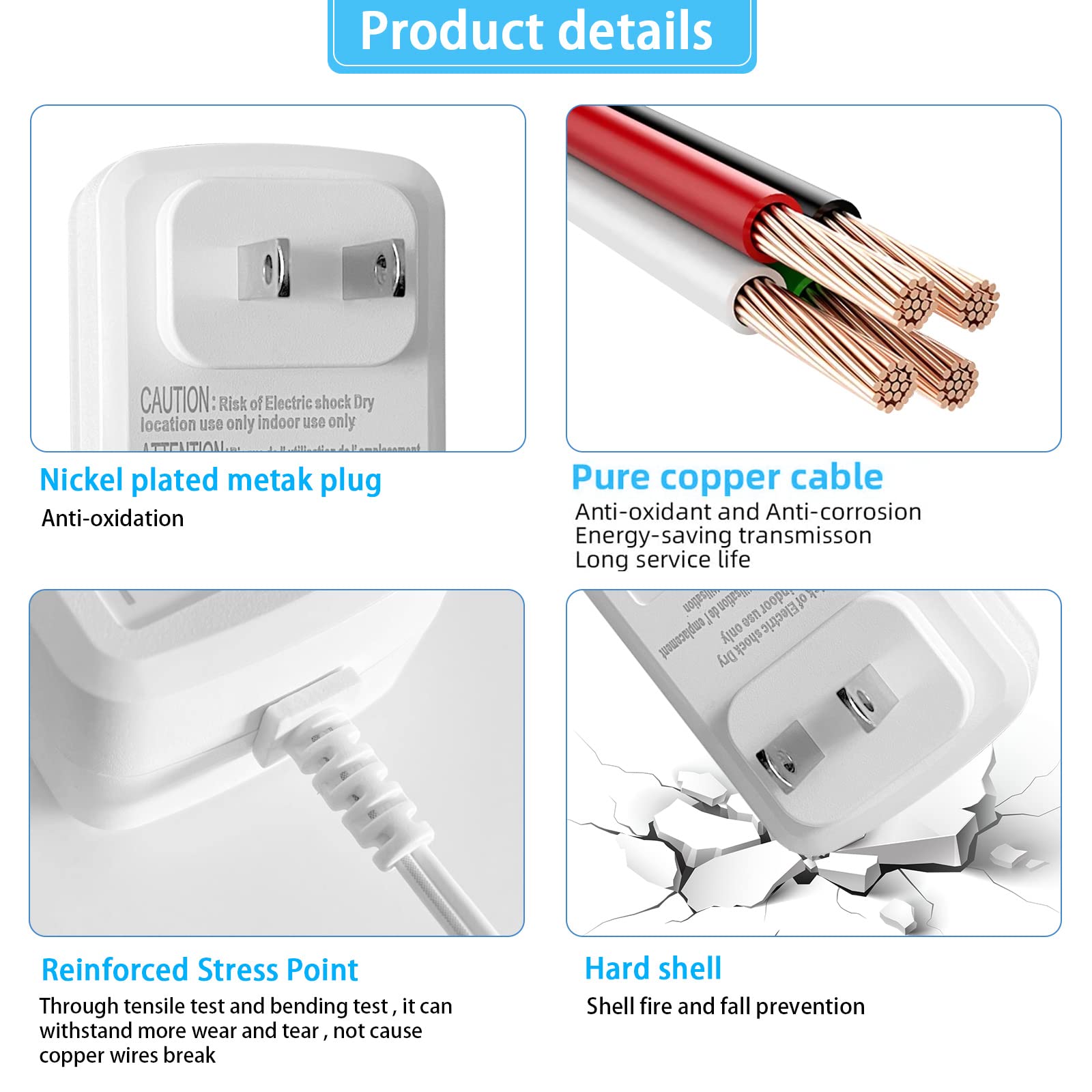5V 1.5A Power Adapter with USB-C & Micro USB Ports - ETL Certified Wall Charger for Smartphones, Tablets, LED Lights - Perfect for Home, Office & Travel Use