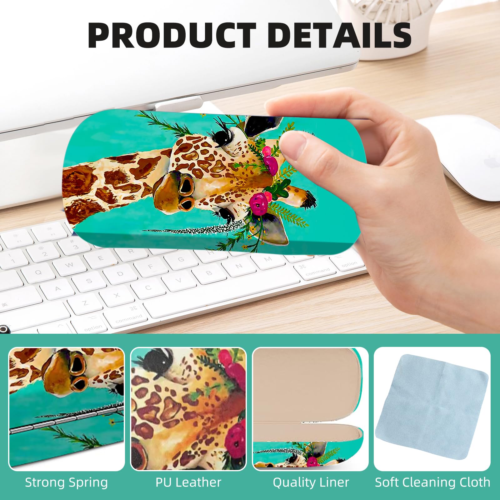 Durable Hard Shell Eyeglasses Case with Cleaning Cloth - Portable Protective Glasses Cover Box for Men & Women - Perfect for Travel, Work & Everyday Use
