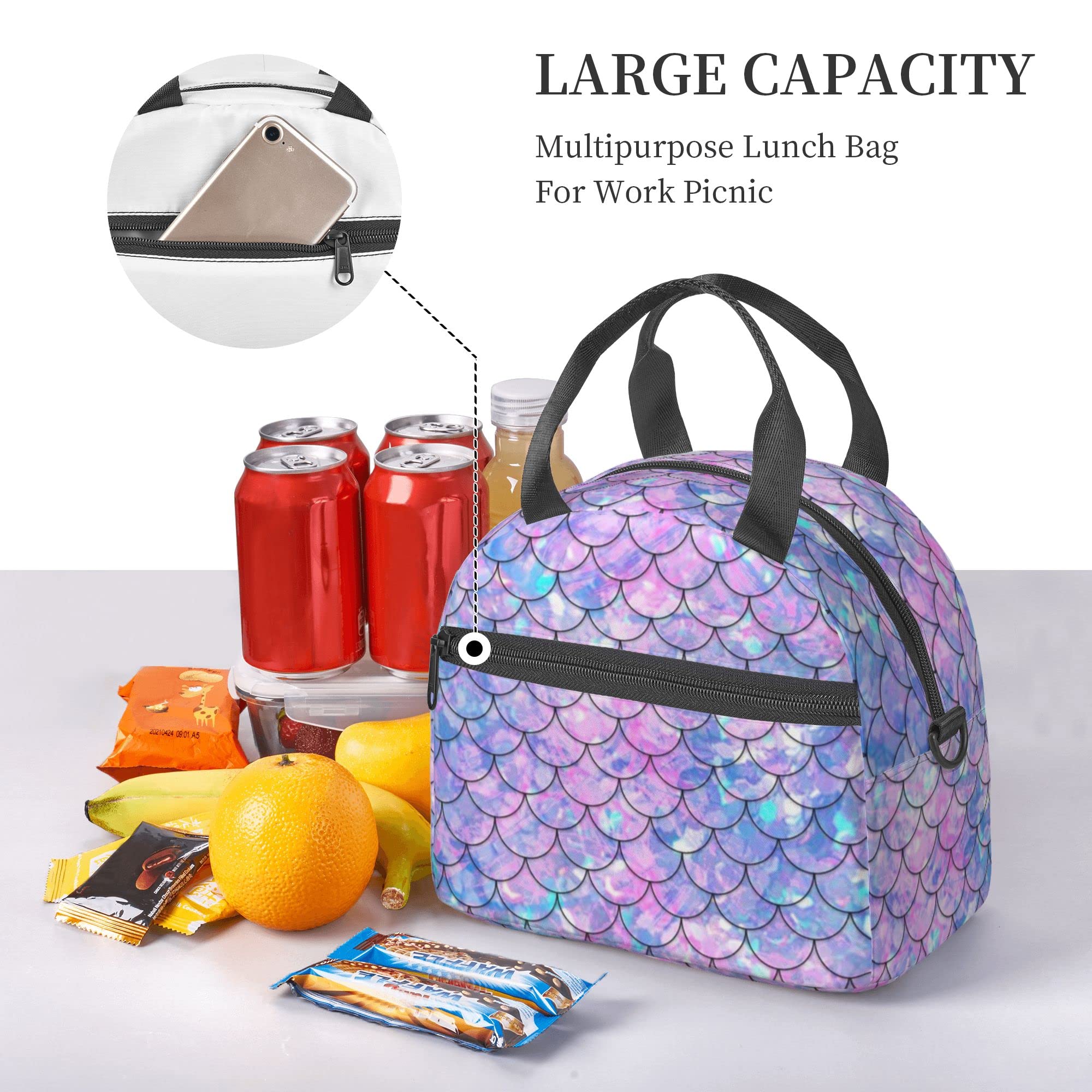 Mermaid Insulated Lunch Box for Kids - Reusable Cooler Bag with Shoulder Strap for School, Office, Picnic & Travel | BPA-Free Thermal Lunch Tote for Boys & Girls | Perfect for School Lunches, Beach Trips & Daily Commute