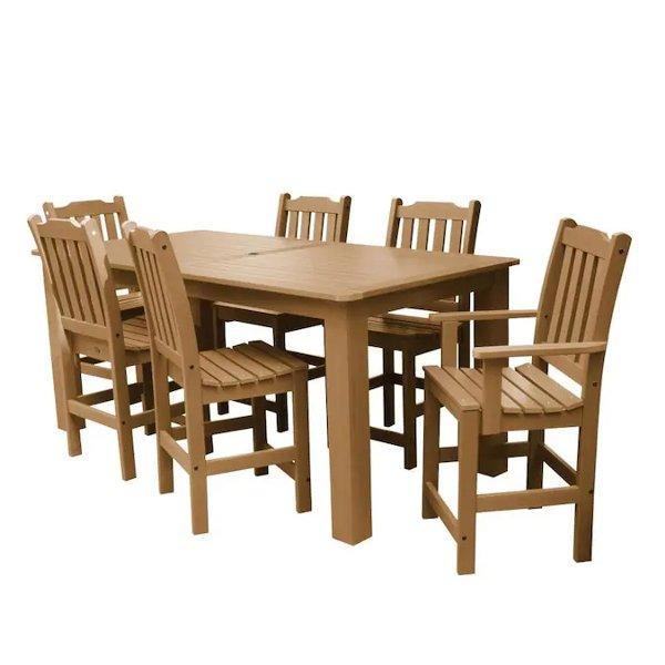 Lehigh 7-Piece Rectangular Counter Height Outdoor Dining Set - Patio, Garden, Backyard Furniture for Dining & Entertaining