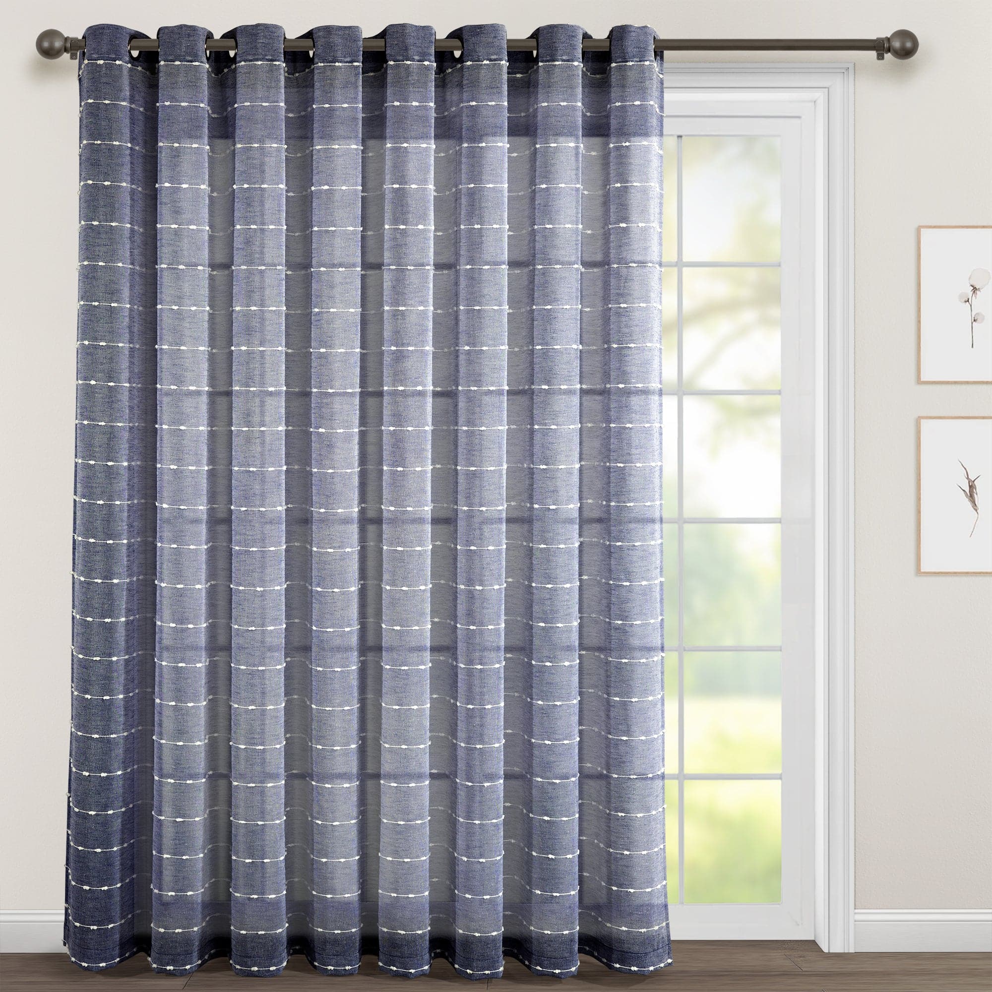 Farmhouse Style Textured Grommet Sheer Curtains - Ultra Wide Window Panels for Living Room, Bedroom & Dining Room Decor