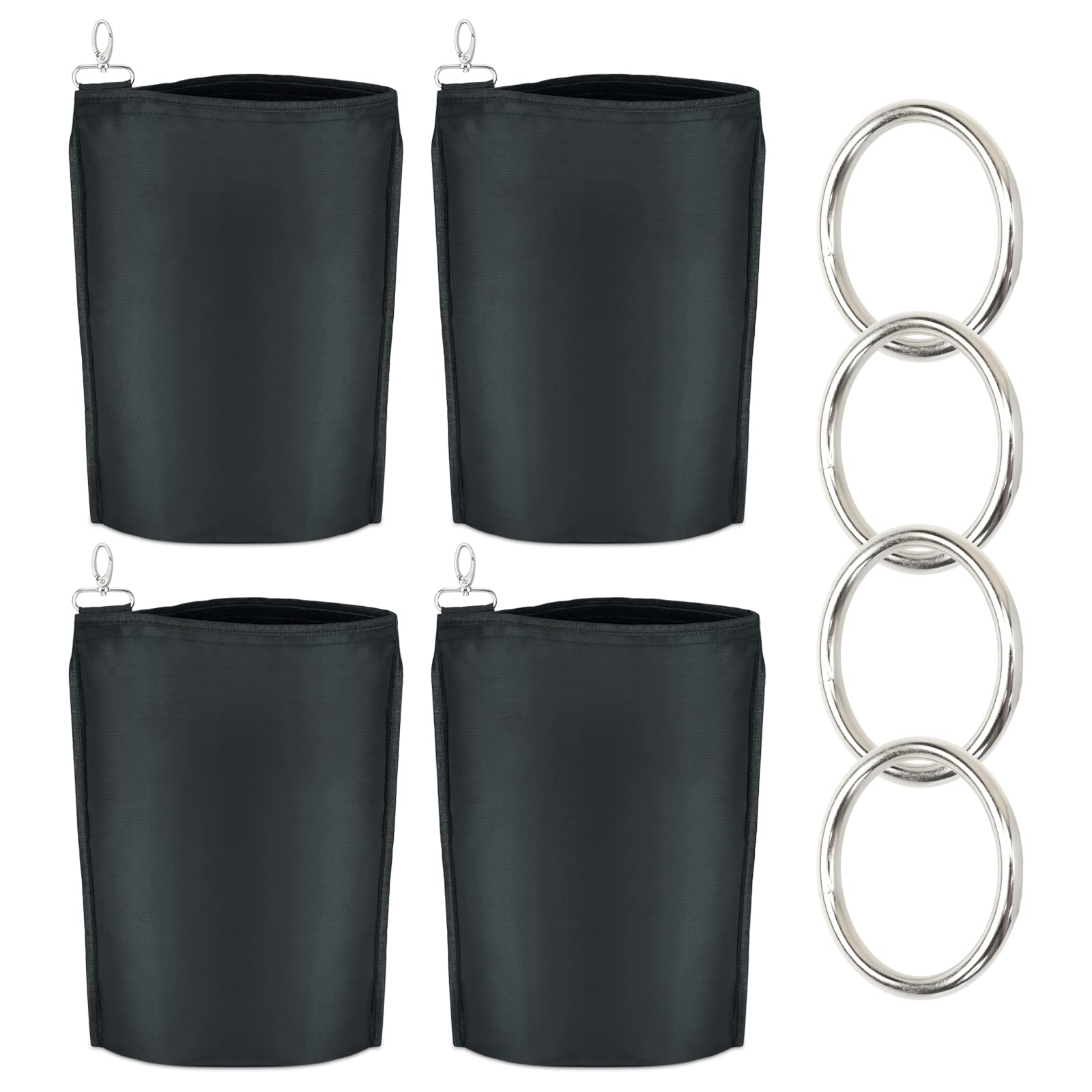 LINCO 4pcs Sandbag Photography Weight Bag with Hook & Metal Rings - Black - Perfect for Studio, Outdoor, and Video Shoot Stability