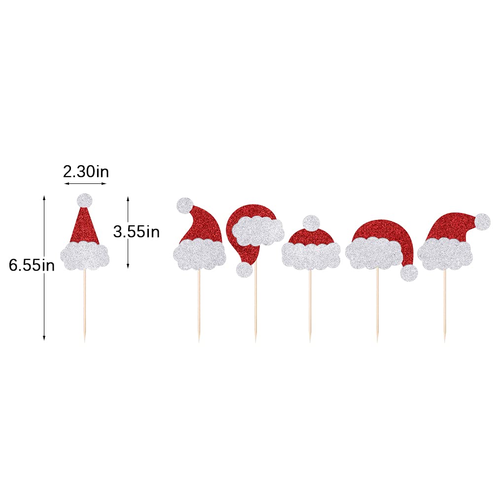 24PCS Santa Hat Cake Toppers - Christmas Cupcake Decorations, Santa Hat Party Supplies for Winter Holiday Baking & Festive Celebrations - Perfect for Xmas Parties, Dessert Displays & Seasonal Events