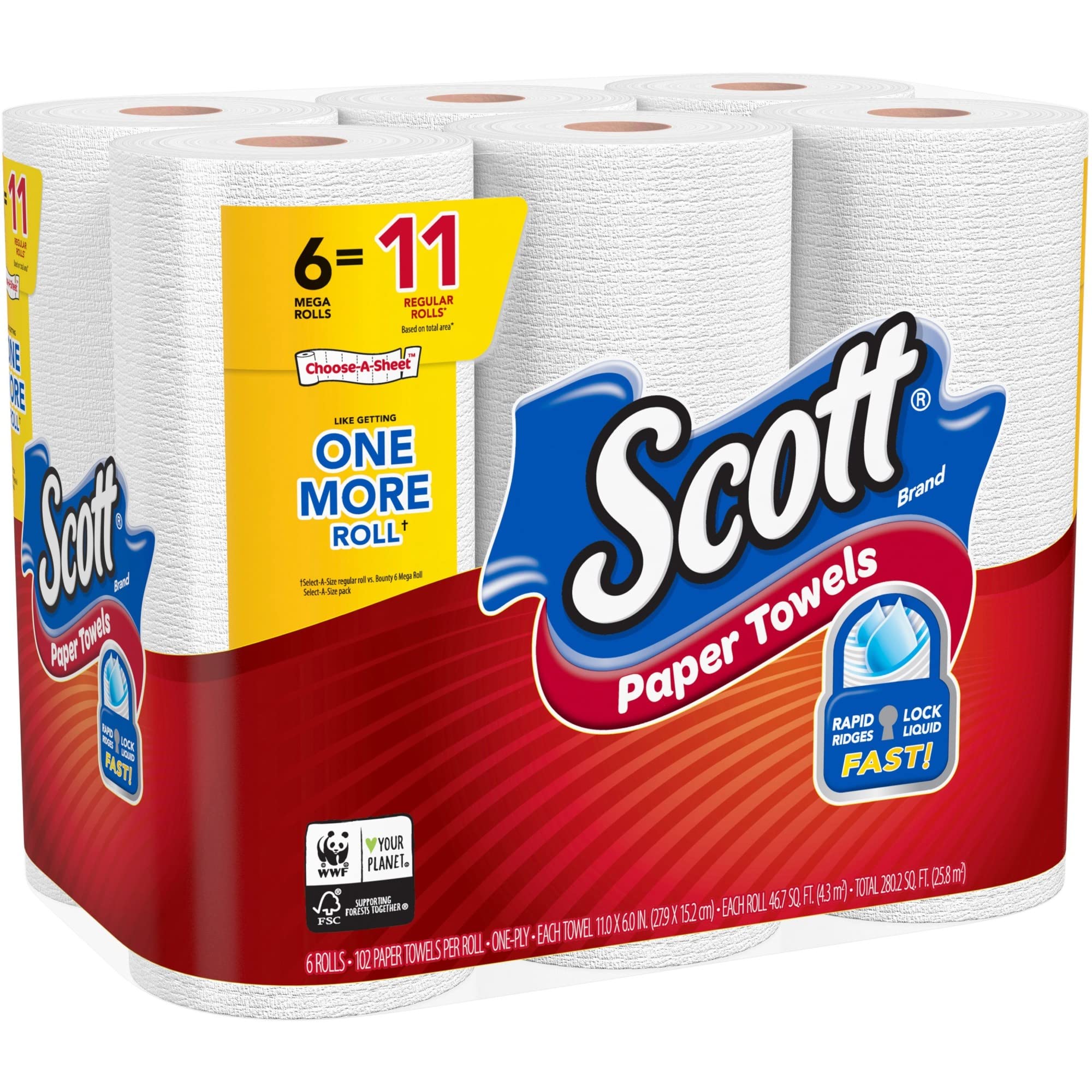 Scott Choose-A-Sheet Paper Towels - 2-Ply, 12 Rolls, Ultra Absorbent & Strong for Kitchen, Cleaning, Spills - Eco-Friendly, Septic-Safe (Pack of 12) | Perfect for Homes, Offices & Restaurants