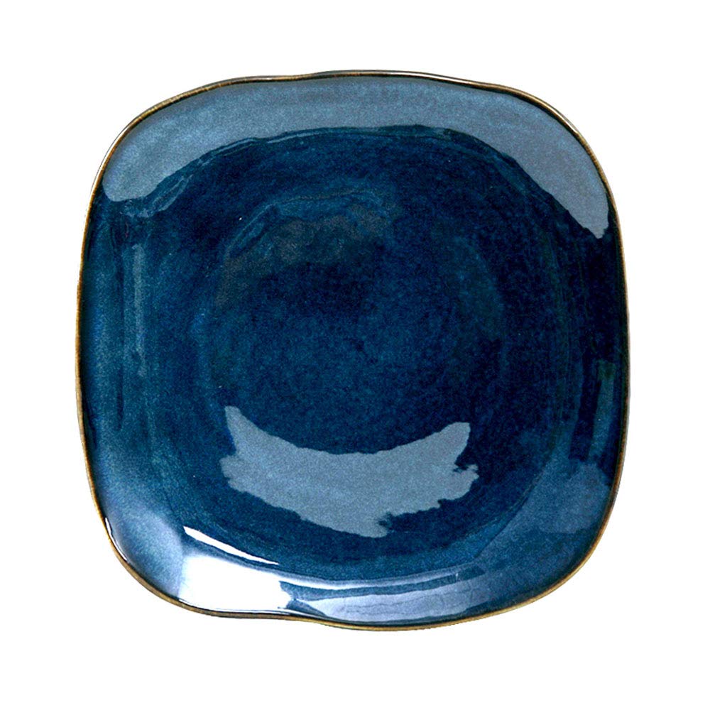 Artisan Night Sky Blue 9-Inch Square Reactive Glaze Salad Plates - Set of 4 | Heavy Duty & Chip Resistant | Lead & Cadmium Free | Freezer to Oven Safe (Up to 500°F) | Perfect for Dinner Parties, Holiday Meals & Everyday Dining