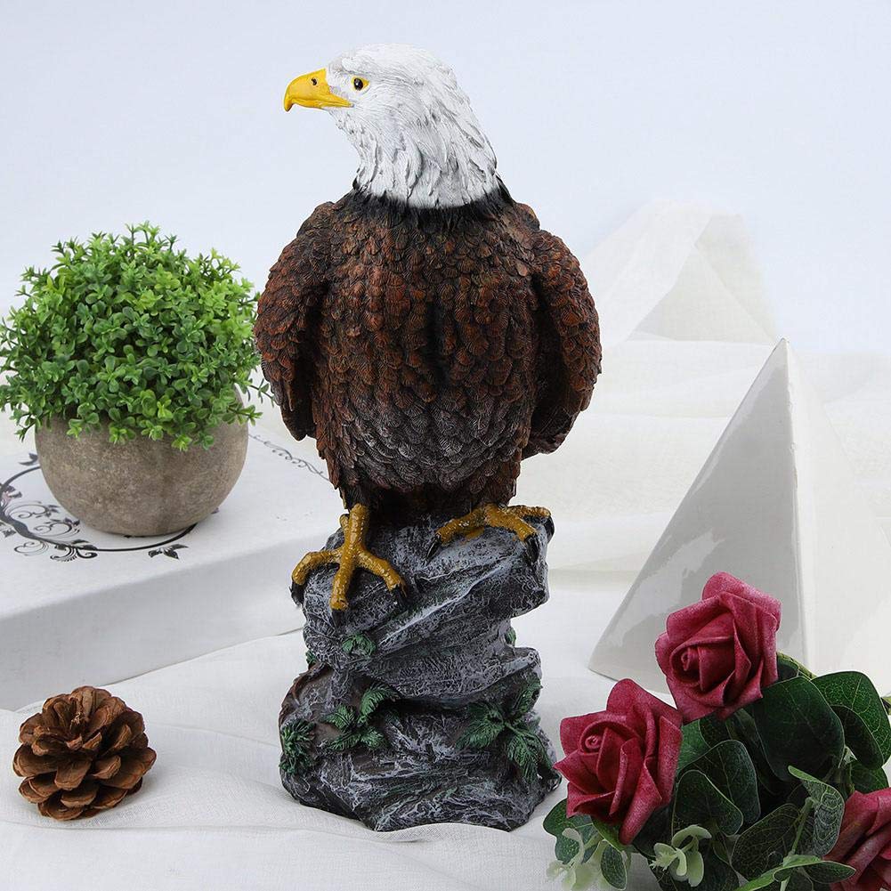 Resin Bald Eagle Garden Statue - Hand-Carved Outdoor Sculpture for Lawn, Patio & Living Room Decor | Durable Weatherproof Eagle Figurine for American Flag Displays, Patriotic Yard Art & Home Decoration