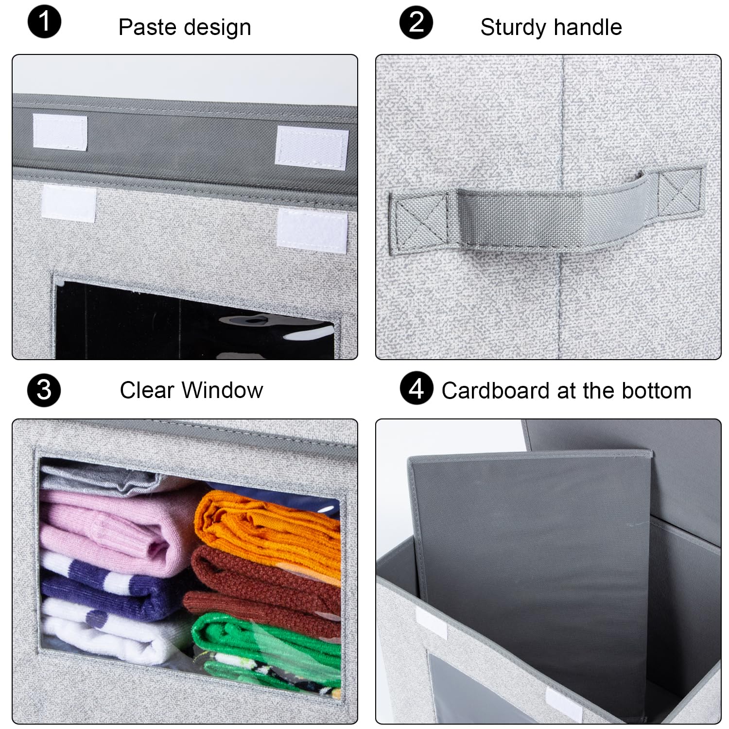 Univivi 2-Pack Large Fabric Collapsible Storage Bins with Lids - Foldable Closet Organizer Boxes for Bedroom, Home & Office (17x12x12 Inches, Gray) | Perfect for Clothes, Toys, Blankets & Seasonal Storage