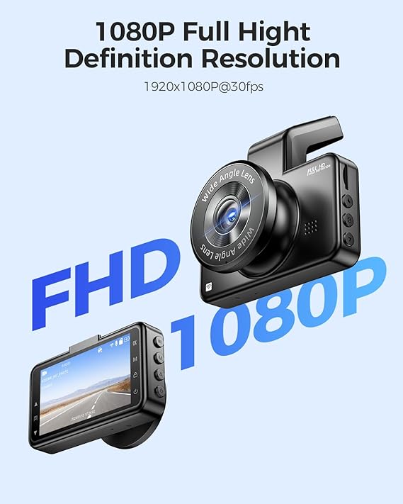AZDOME M17 1080P WiFi Dash Camera with ADAS, 3-Inch Screen & 24H Parking Mode - Front Car Camera for Night Vision, Accident Recording, and Security Surveillance