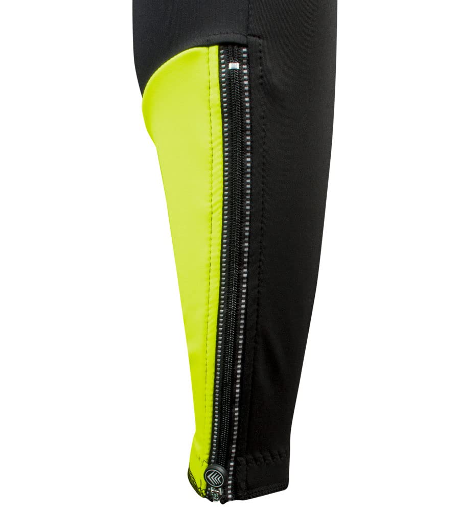 Men's Thermal Brushed Fleece Cycling Tights with Pockets & Reflective Details - All Day Comfort for Winter Biking - Made in USA - Perfect for Cold Weather Commuting, Road Cycling & Indoor Training