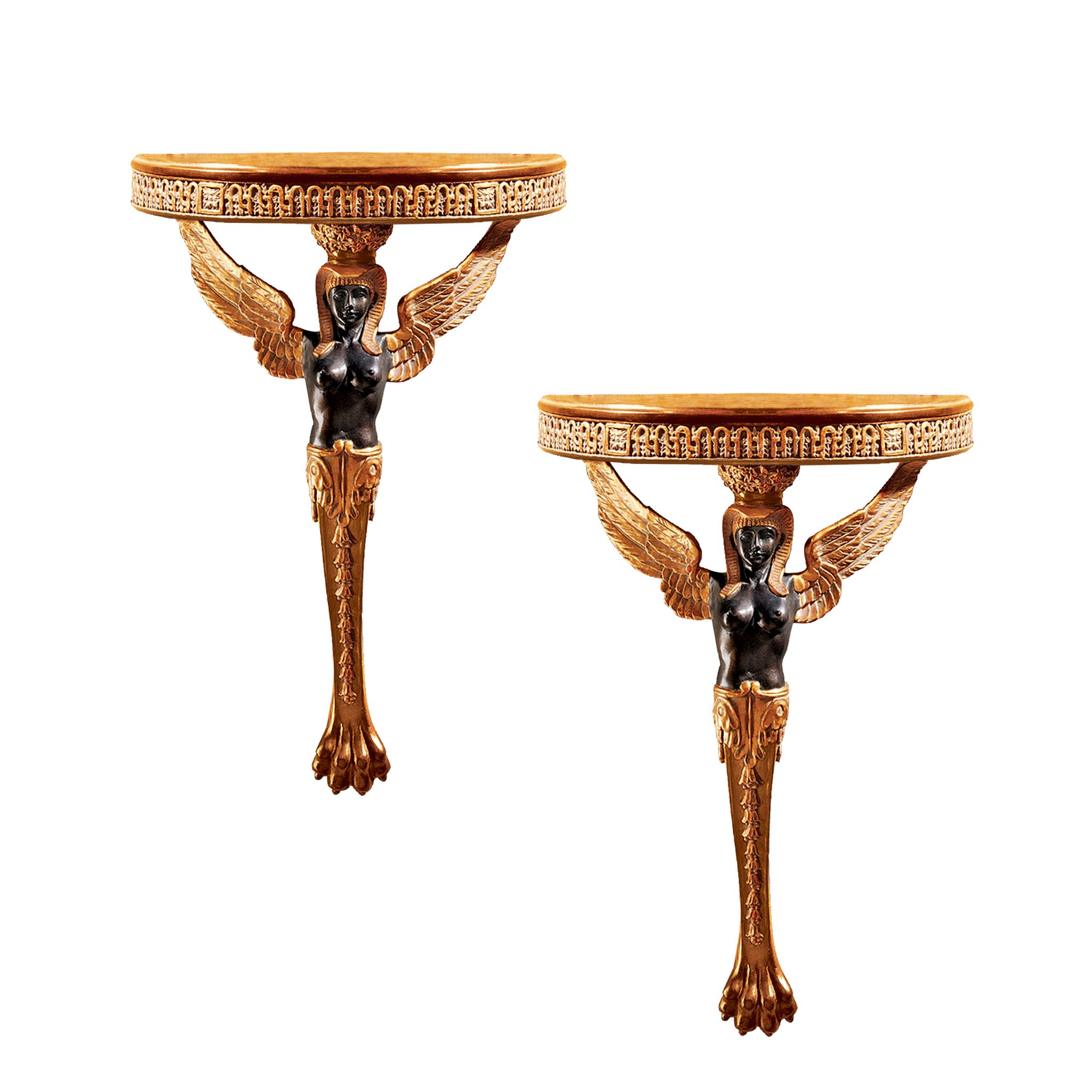 Design Toscano Egyptian Winged Caryatid Wall Shelf Set of 2 - Ancient Egypt Decor for Living Room, Bedroom & Office - Handcrafted Home Decor for Books, Plants & Collectibles