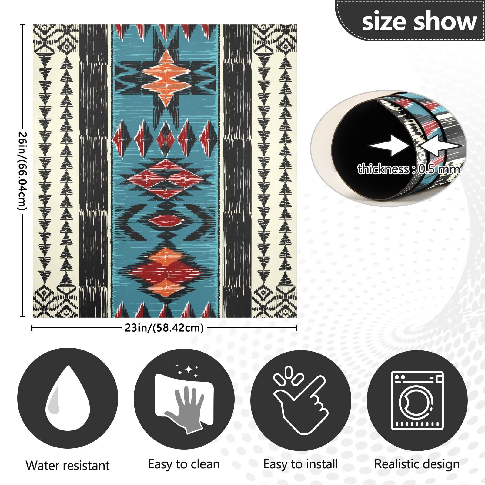 Ethnic Tribal Aztec Geometric Dishwasher Magnet Cover - 23 x 26 Inch Decorative Magnetic Panel for Dishwasher & Refrigerator - Perfect for Kitchen, Home, Farmhouse Decor & Rustic Style Interior Design