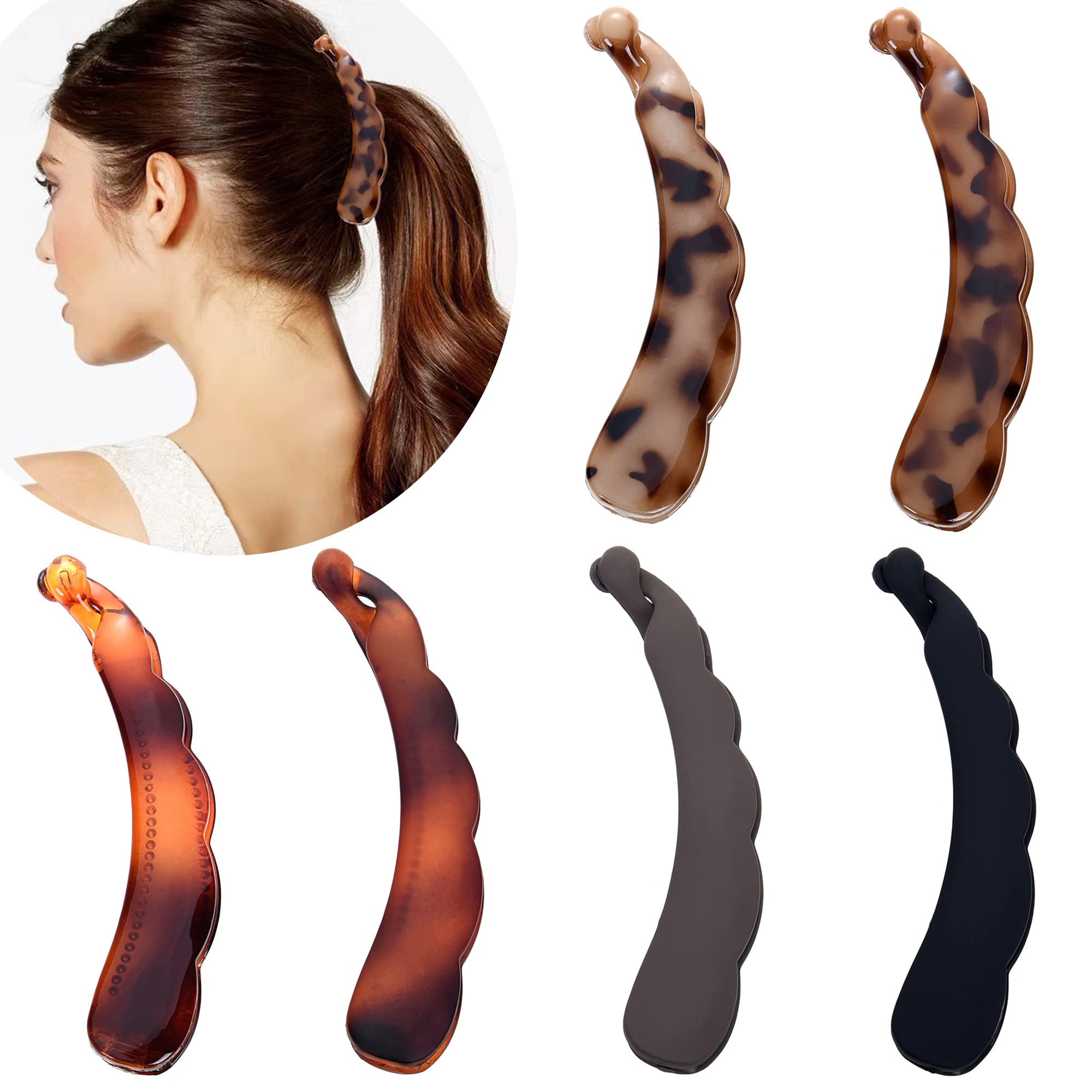 6 Pack Large Banana Hair Clips for Thick Hair - Non-Slip Ponytail Holder Hair Accessories for Women - Perfect for Workouts, Office & Everyday Styling