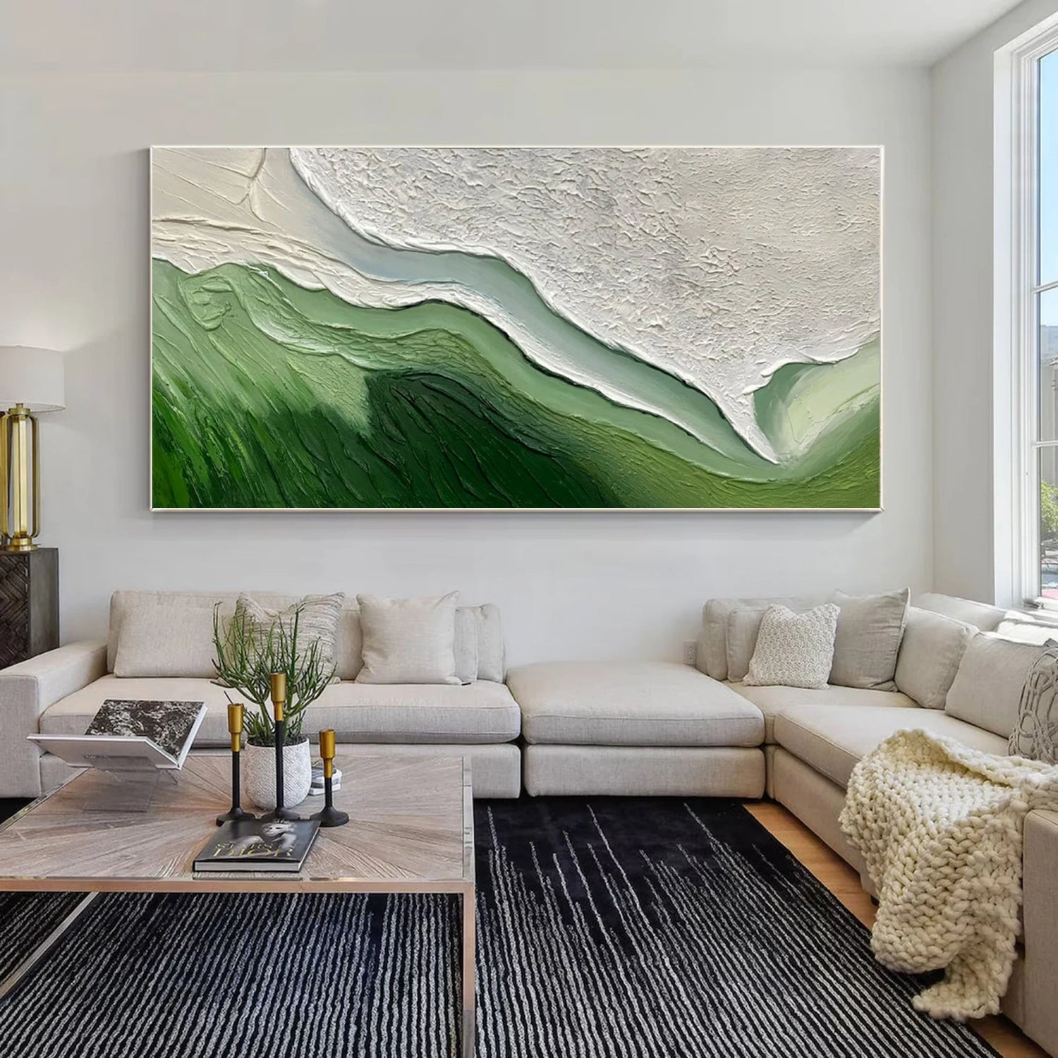 Blue & Green Abstract Wall Art Canvas Print #BG099 - Modern Home Decor for Living Room, Bedroom & Office