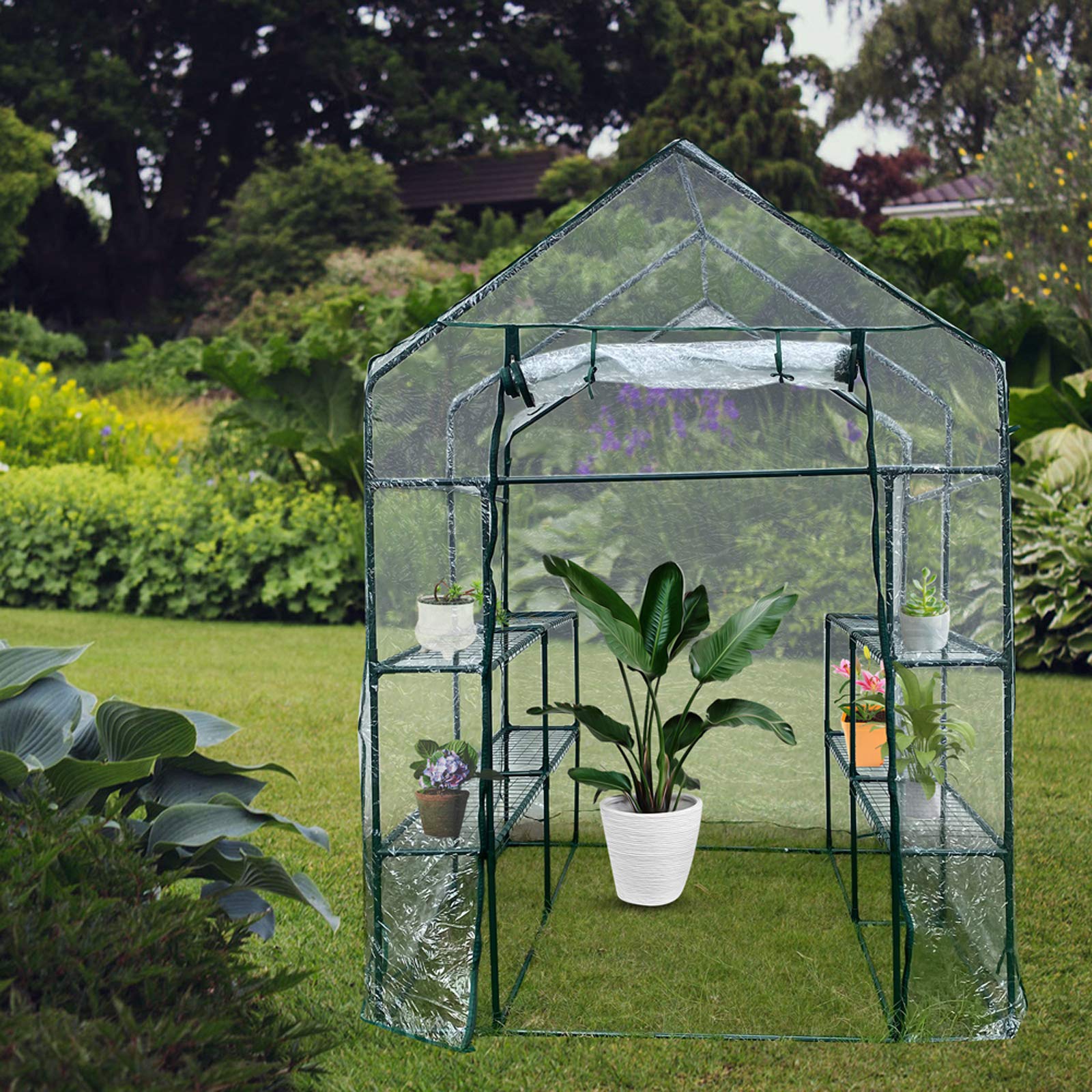PURELOVEE 8-Tier Portable Greenhouse for Outdoor Gardening - Sturdy Plant Canopy with Shelves to Grow Plants, Seedlings, Herbs & Flowers Year-Round - Perfect for Balcony, Backyard & Indoor Gardening