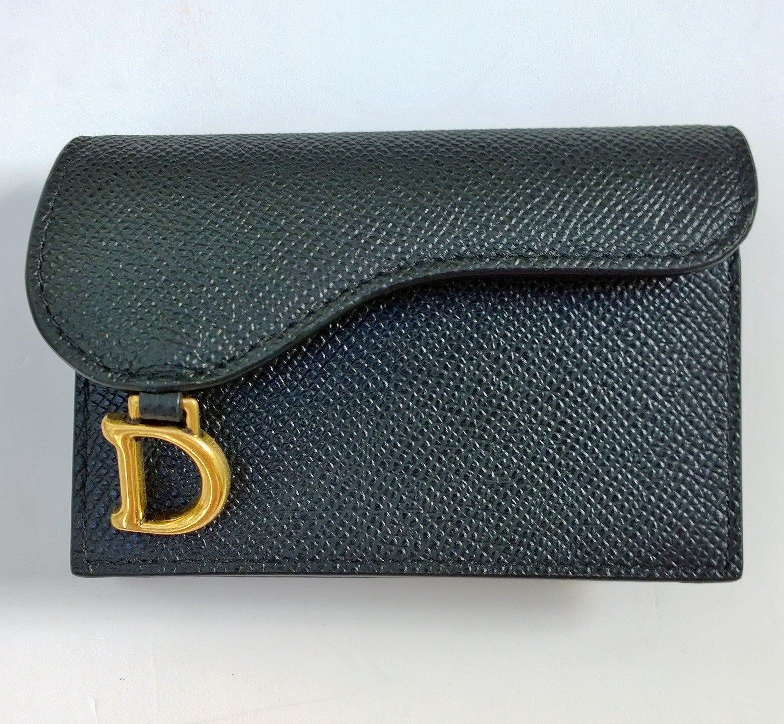 Christian Dior Saddle Black Textured Leather Card Holder Wallet - Luxury Slim RFID Blocking Credit Card Case for Women & Men - Perfect for Everyday Use, Travel & Gifting