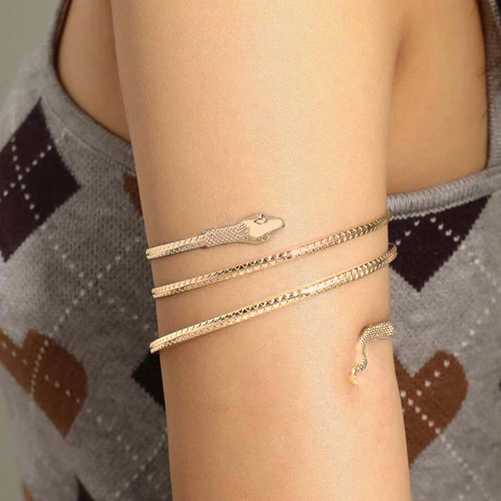 Vintage Punk Snake Bangle Bracelet - Swirl Serpent Arm Cuff for Women | Gothic Jewelry, Boho Armlet, Statement Piece for Parties & Festivals