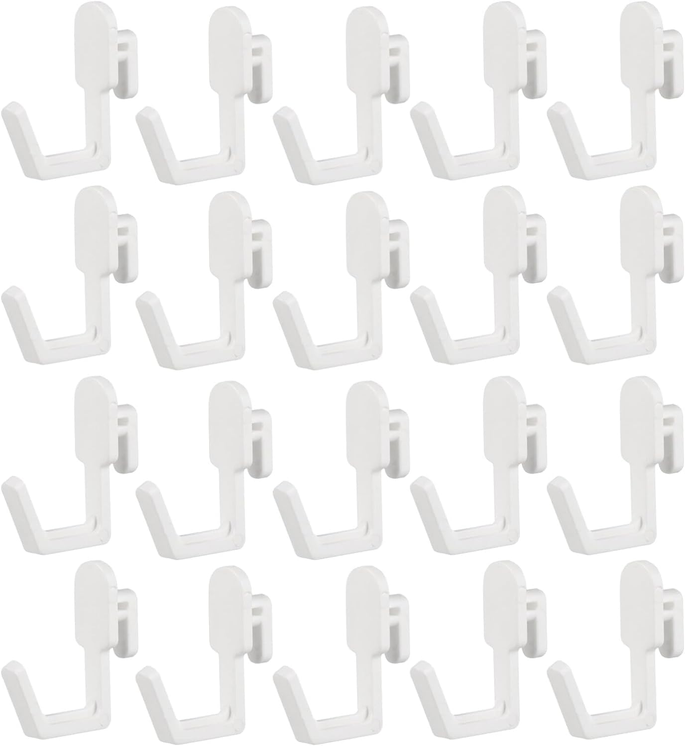 20Pcs J-Shaped Plastic Peg Hooks for Pegboard (12x3.8cm) - Heavy Duty Wall Hooks for Kitchen, Retail Stores, Garage Workbenches, Storage Rooms & Shed Organization - Perfect for Hanging Tools, Utensils & Supplies