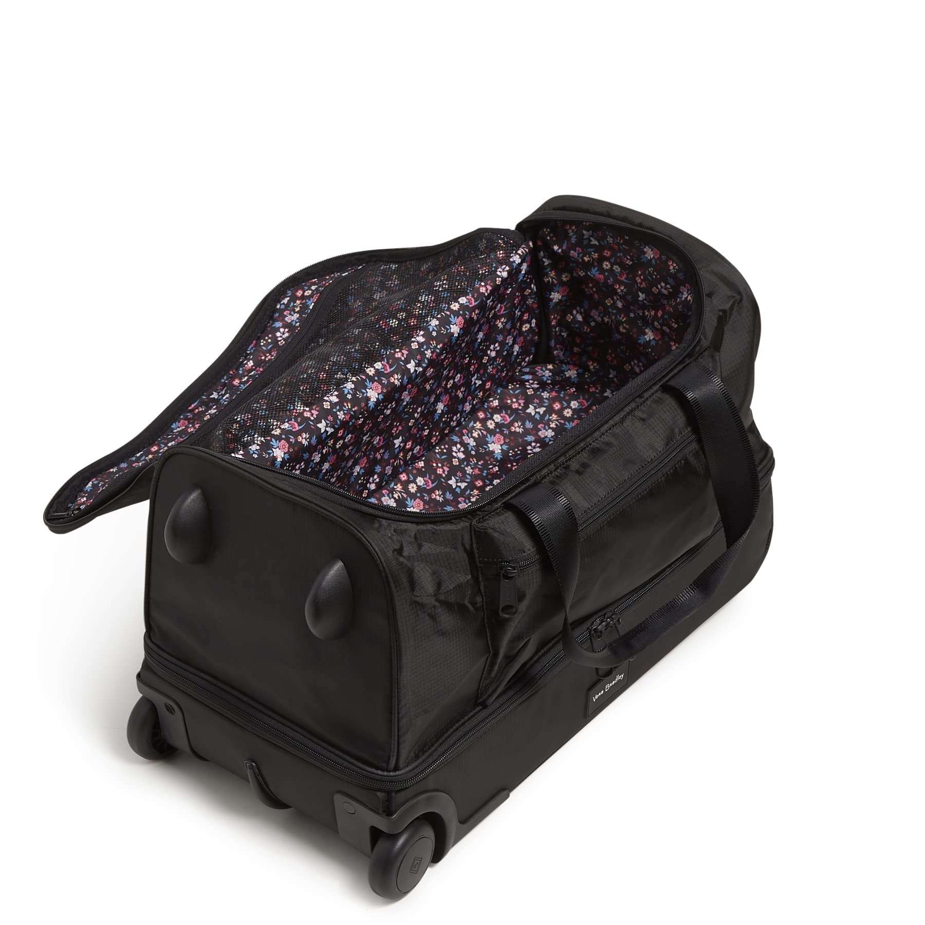 Vera Bradley Women's Recycled Ripstop Foldable Rolling Duffel Bag - Black, One Size - Perfect for Travel, Gym & Weekend Getaways