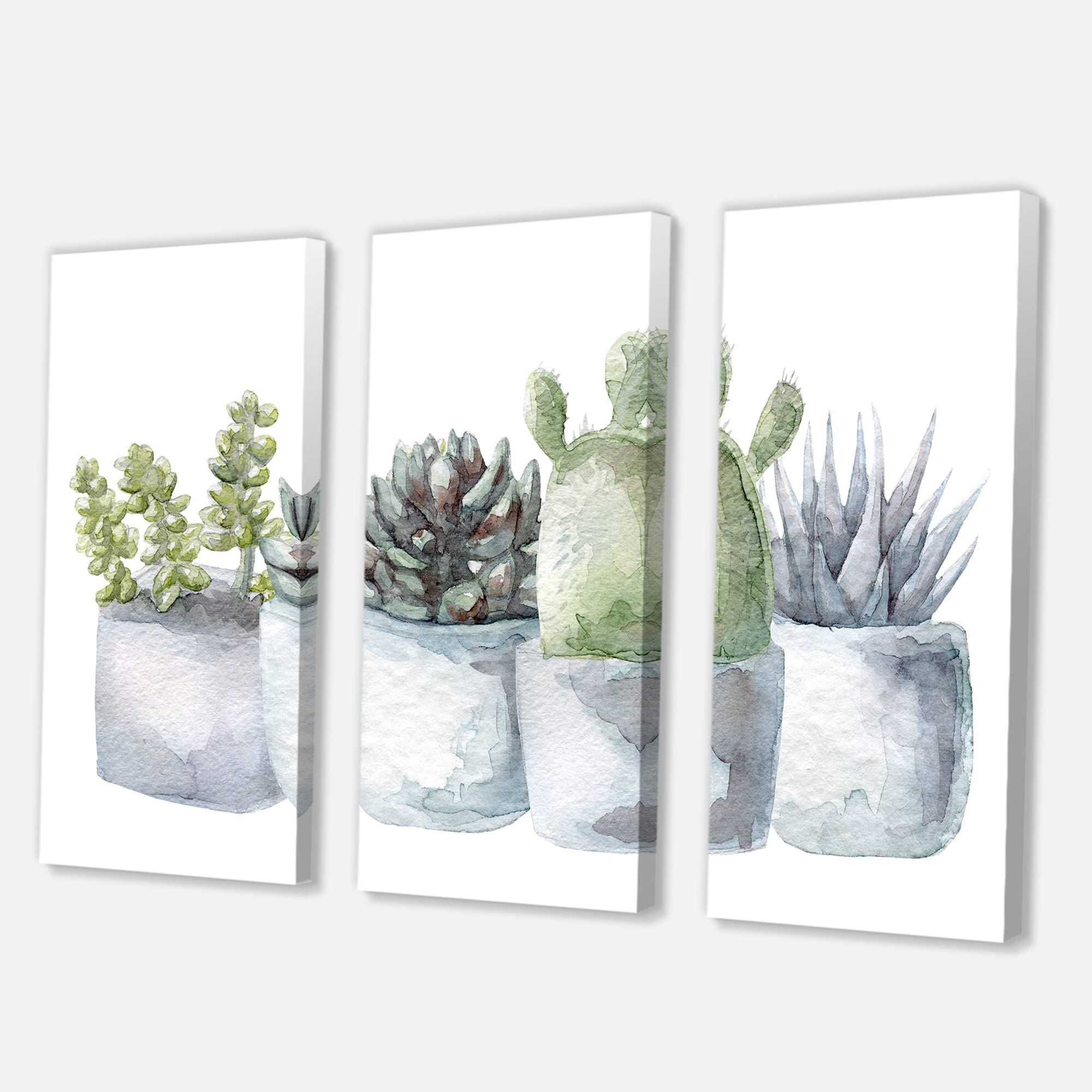 DesignQ Cactus and Succulent House Plants - Farmhouse Style Canvas Wall Art Decor for Living Room, Bedroom & Office