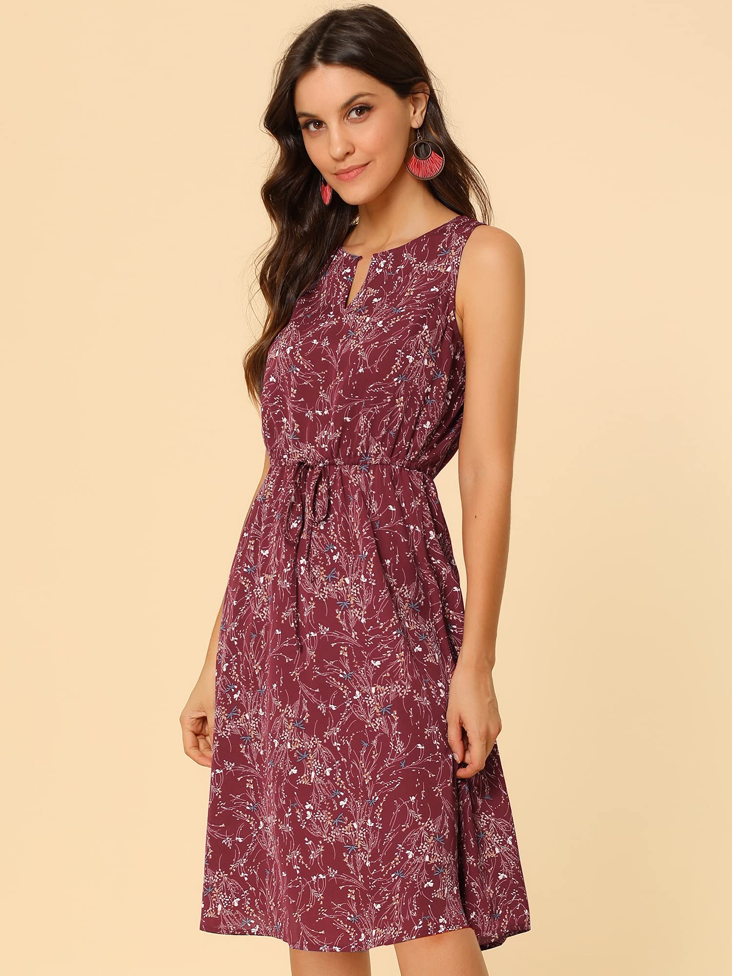 Allegra K Women's Floral Midi Dress - Sleeveless Summer Wedding Guest Dress & Easter Party Outfit | Perfect for Garden Parties, Bridal Showers & Spring Occasions
