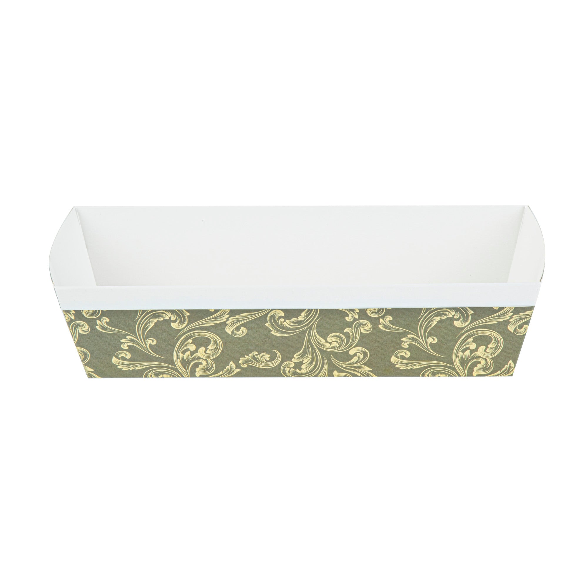 Bake Tek 42 oz Dark Green Vintage Floral Paper Loaf Pans - Greaseproof Baking Molds, 10 x 3.5 x 2.5 Inches (100 Count) - Perfect for Homemade Bread, Cakes & Party Desserts