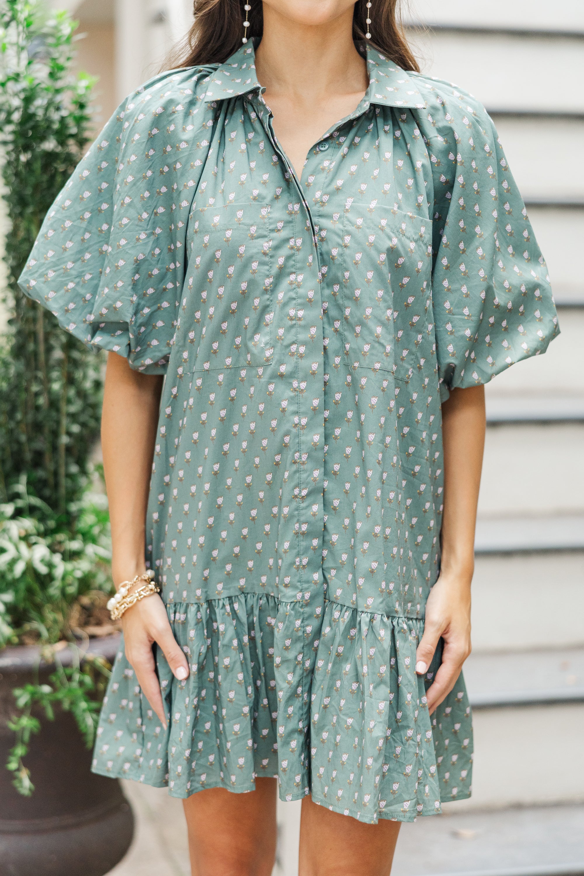 Aureum Women's Eucalyptus Green Floral Print Dress - Breathable Summer Maxi Dress for Beach Vacation, Garden Party & Date Night