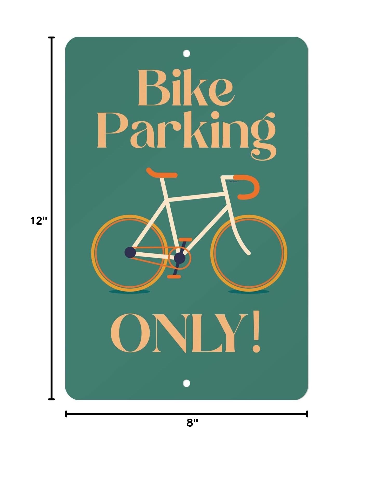 Bike Parking Only Sign - 8x12 Inch Small Rectangle Aluminum Garage Decor - Perfect for Bike Storage, Sheds, and Outdoor Bike Racks