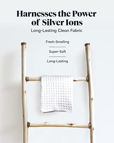 Luxury Waffle Hand Towel for Bathroom - Silver Ion Infused Ultra Soft Absorbent Quick Drying Shower Towel | Premium Californian Pima Cotton Fiber | Perfect for Spa, Guest Bath & Luxury Hotels (White)