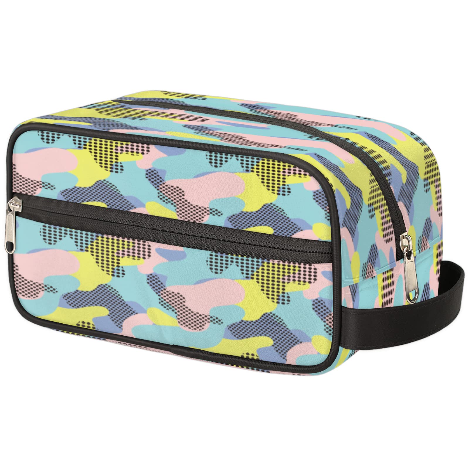 Abstract Geometric Portable Travel Toiletry Bag - Waterproof Camouflage Dopp Kit for Men & Women | Cosmetic Organizer, Makeup & Shaving Pouch | Perfect for Camping, Gym & Business Trips