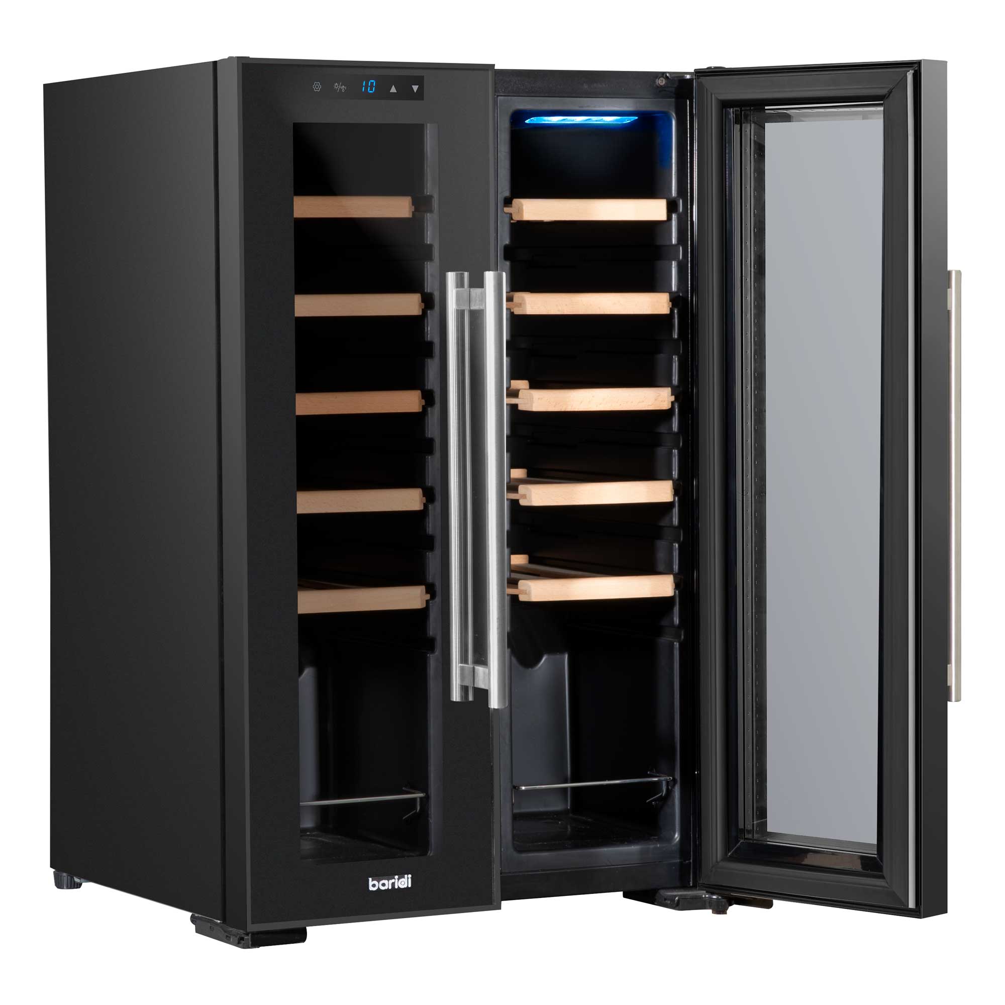 Baridi 24 Bottle Dual Zone Wine Cooler Refrigerator with Touch Screen, LED Lighting & Mirror Glass Door - Perfect for Home Bars, Restaurants, and Wine Cellars