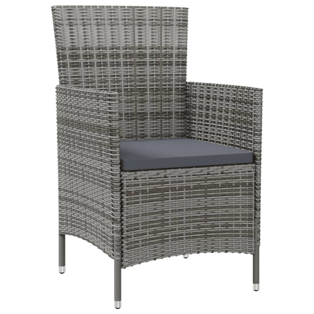 2-Piece Gray Poly Rattan Patio Chairs with Cushions - 24