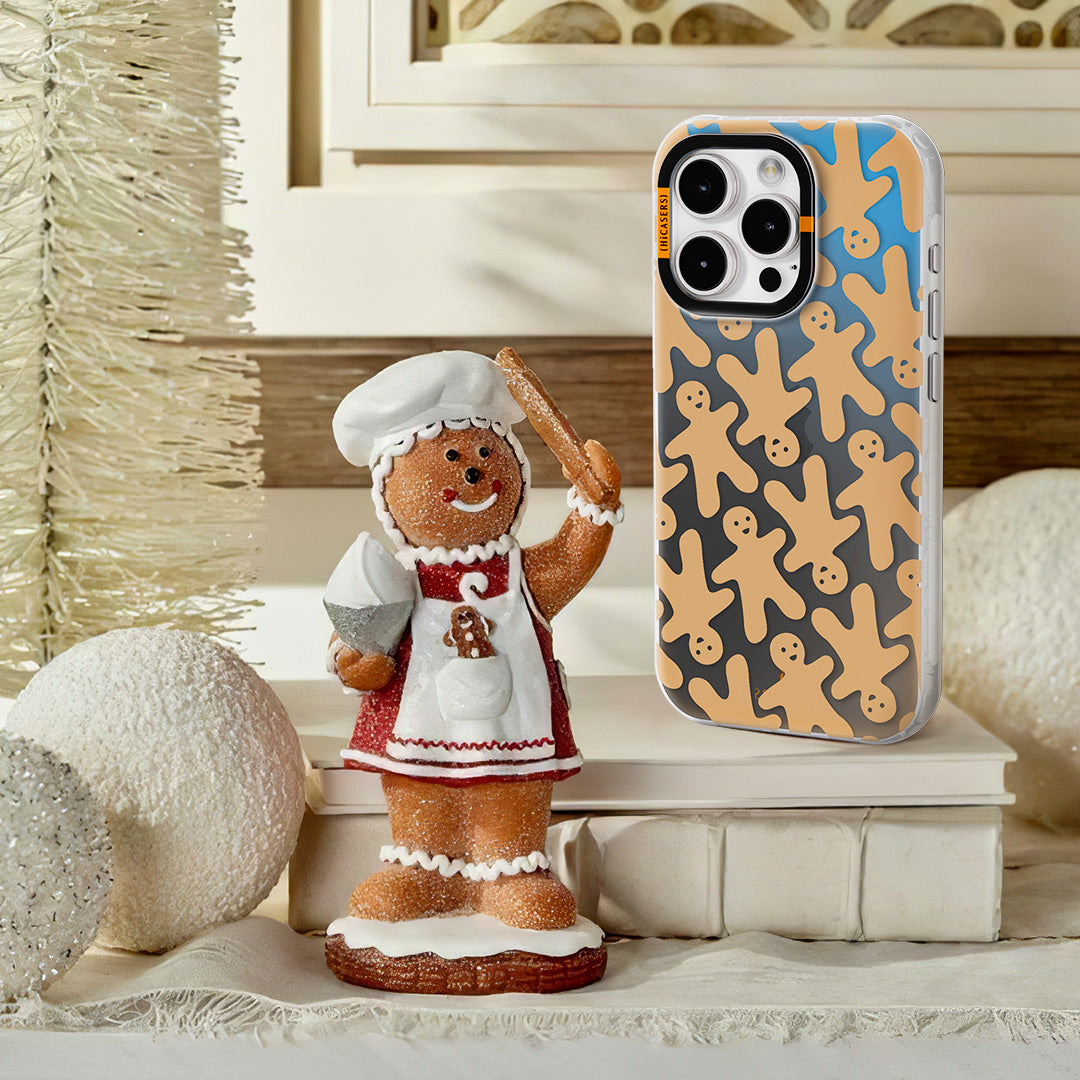 Gingerbread Man Pattern Iridescent Phone Case for iPhone & Samsung - Holiday Gift, Christmas Themed Protective Cover for Parties & Festive Decor