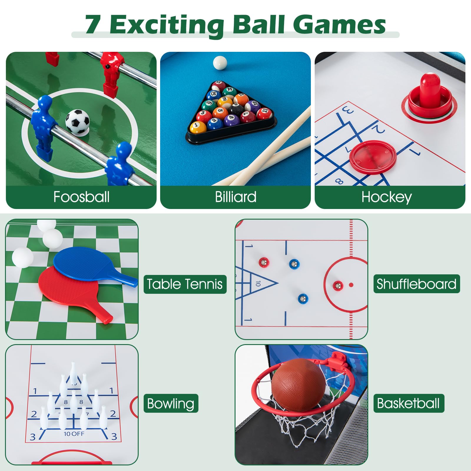 Goplus 14-in-1 Multi Game Table for Home & Game Room - Foosball, Air Hockey, Pool, Table Tennis, Basketball, Chess, Checkers, Bowling & Shuffleboard - Perfect Gift for Kids & Adults - Ideal for Family Game Nights, Parties & Entertainment Centers