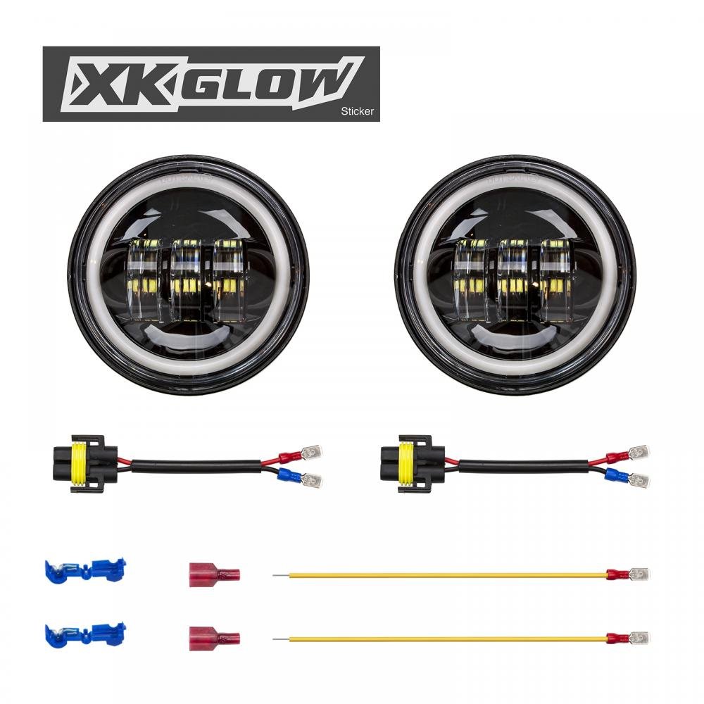 Black LED Motorcycle Fog Lights with Amber Halo Turn Signal for Harley Touring Bikes - Ultra Classic, Limited, Road King, Street Glide, Road Glide & Trike - Perfect for Night Riding and Enhanced Visibility