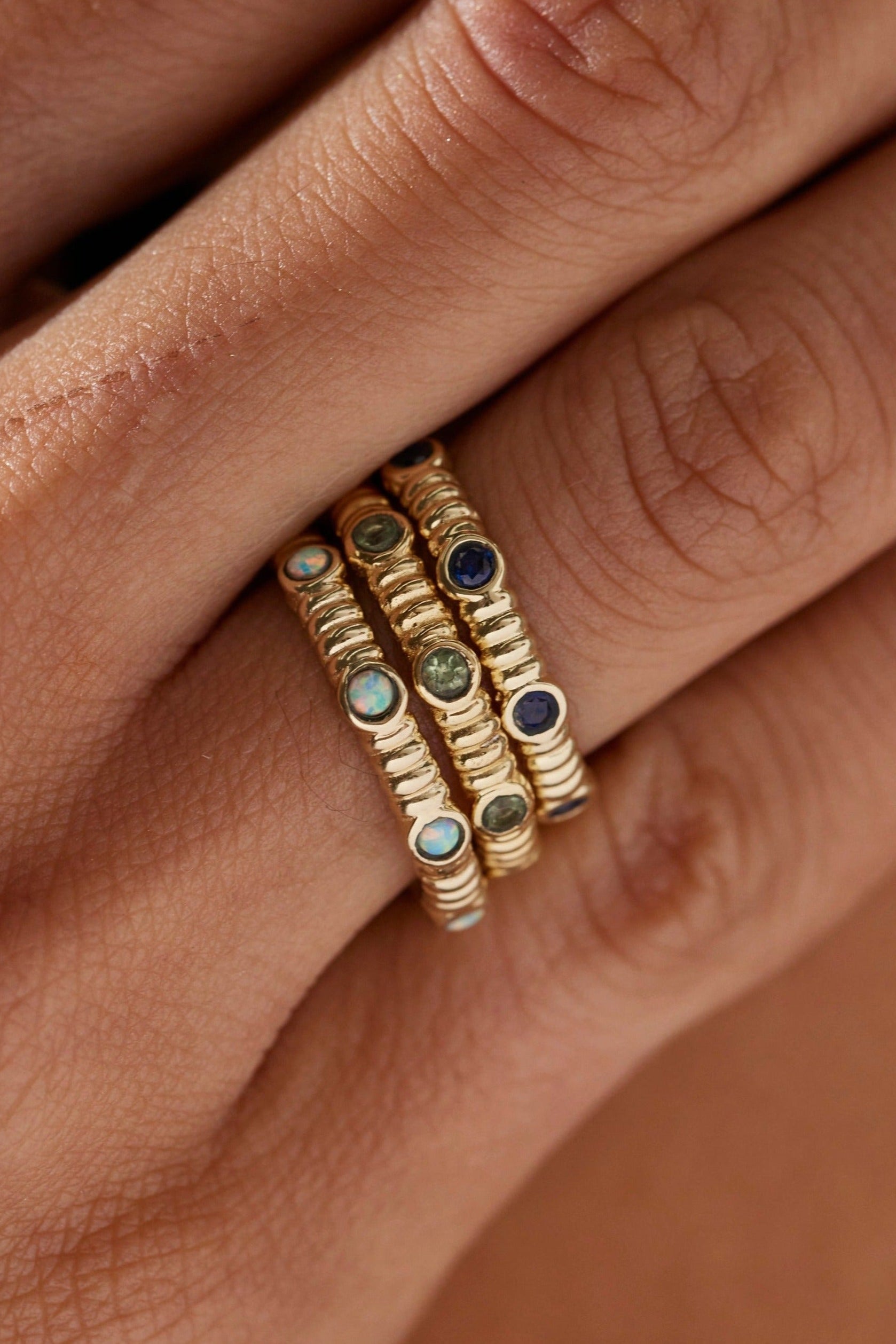 Asymmetric Opal Gold Stacker Ring - Elegant Dainty Stackable Jewelry for Women - Perfect for Layering, Everyday Wear & Special Occasions