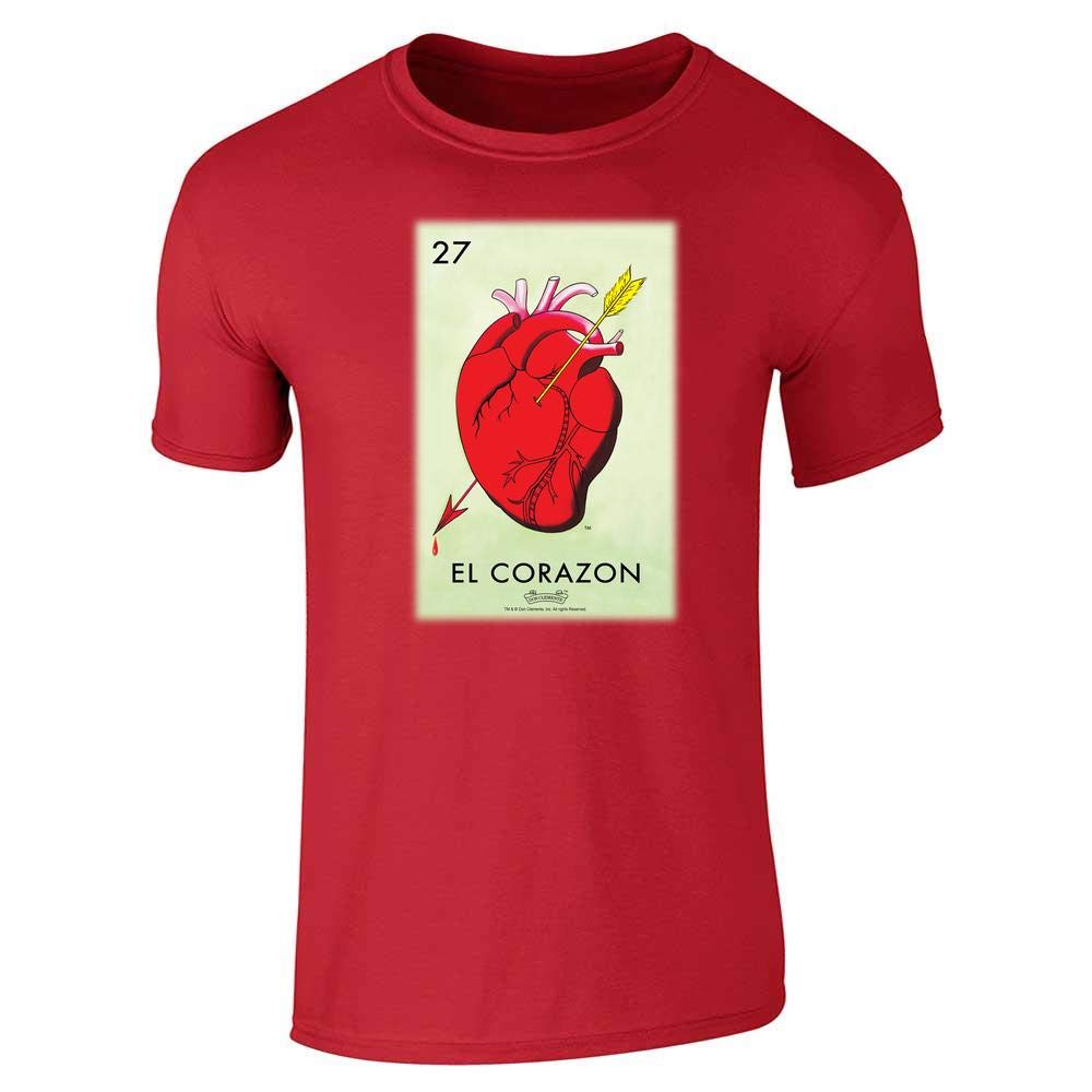 Pop Threads El Corazon Heart Loteria Card Mexican Graphic T-Shirt for Men - Vintage Latino Style Tee for Casual Wear, Parties & Hispanic Heritage Celebrations