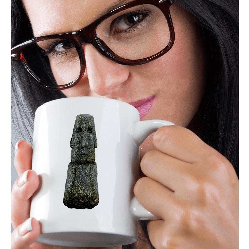 3D Rose 15oz Coffee Mug with Easter Island Stone Head Design - Funny Travel Themed Gift for Coffee Lovers - Perfect for Office, Home Use & Gifts