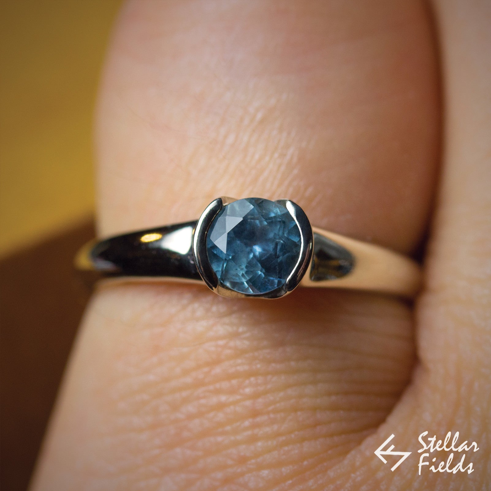 Blue Montana Sapphire Semi Bezel Engagement Ring - Vintage Inspired Wedding Band for Women - Perfect for Proposals, Anniversaries & Special Occasions