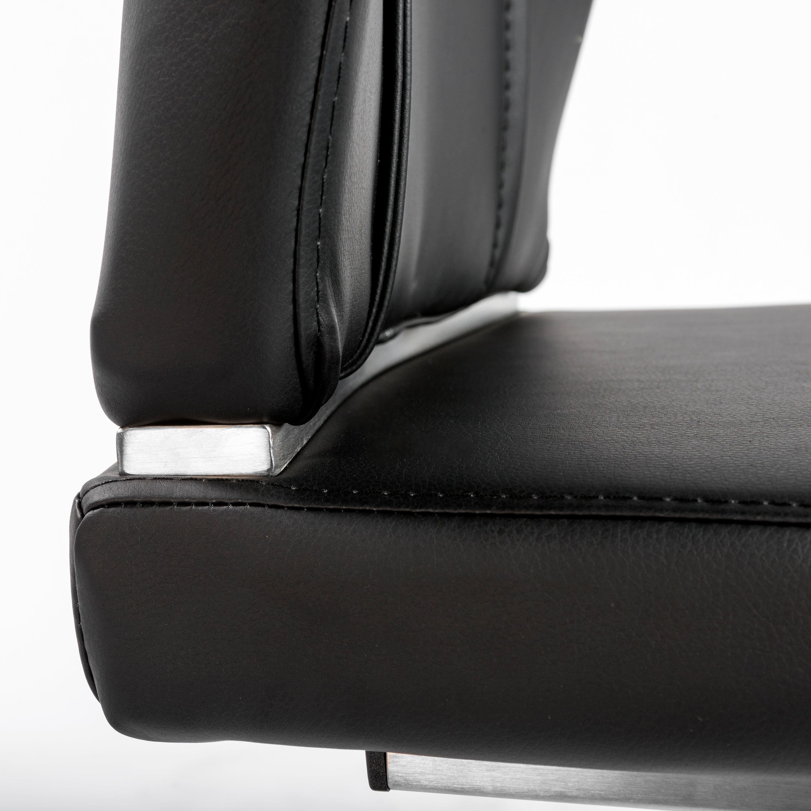 Lexington Side Leather Chair in Brushed Stainless Steel - Set of 2 Modern Dining Chairs for Home & Office | Perfect for Dining Rooms, Conference Tables & Lounge Areas