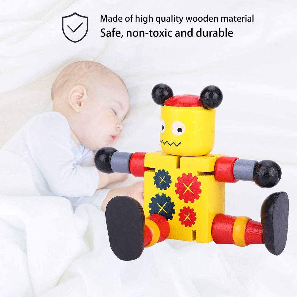 Cryfokt Wooden Robot Toys for Kids - Non-Toxic Educational STEM Toy (Yellow) | Perfect for Preschool Learning, Birthday Gifts & Creative Play