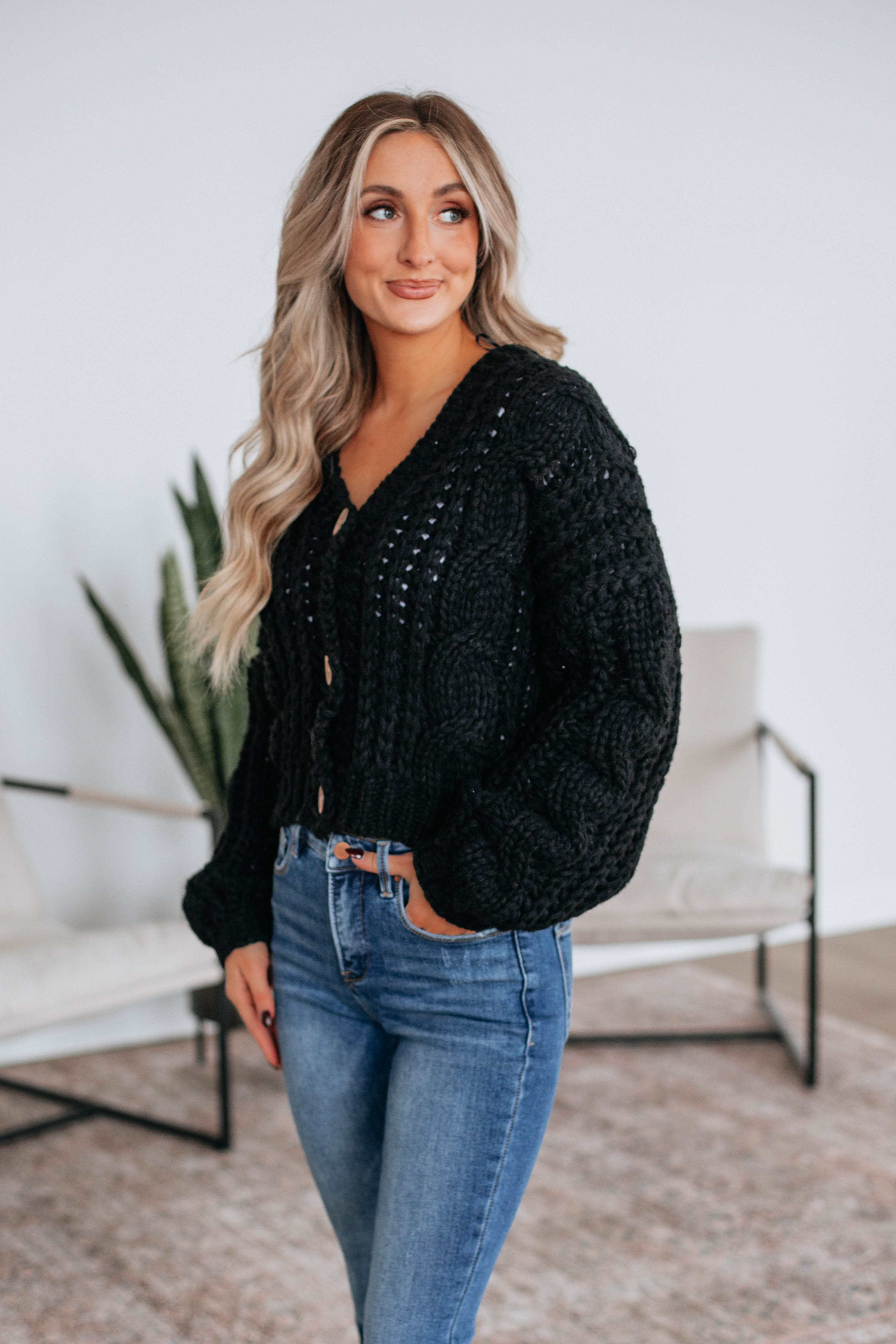 Annalise Knit Cardigan for Women - Soft & Cozy Black Open Front Sweater | Perfect for Fall, Winter & Layering Outfits