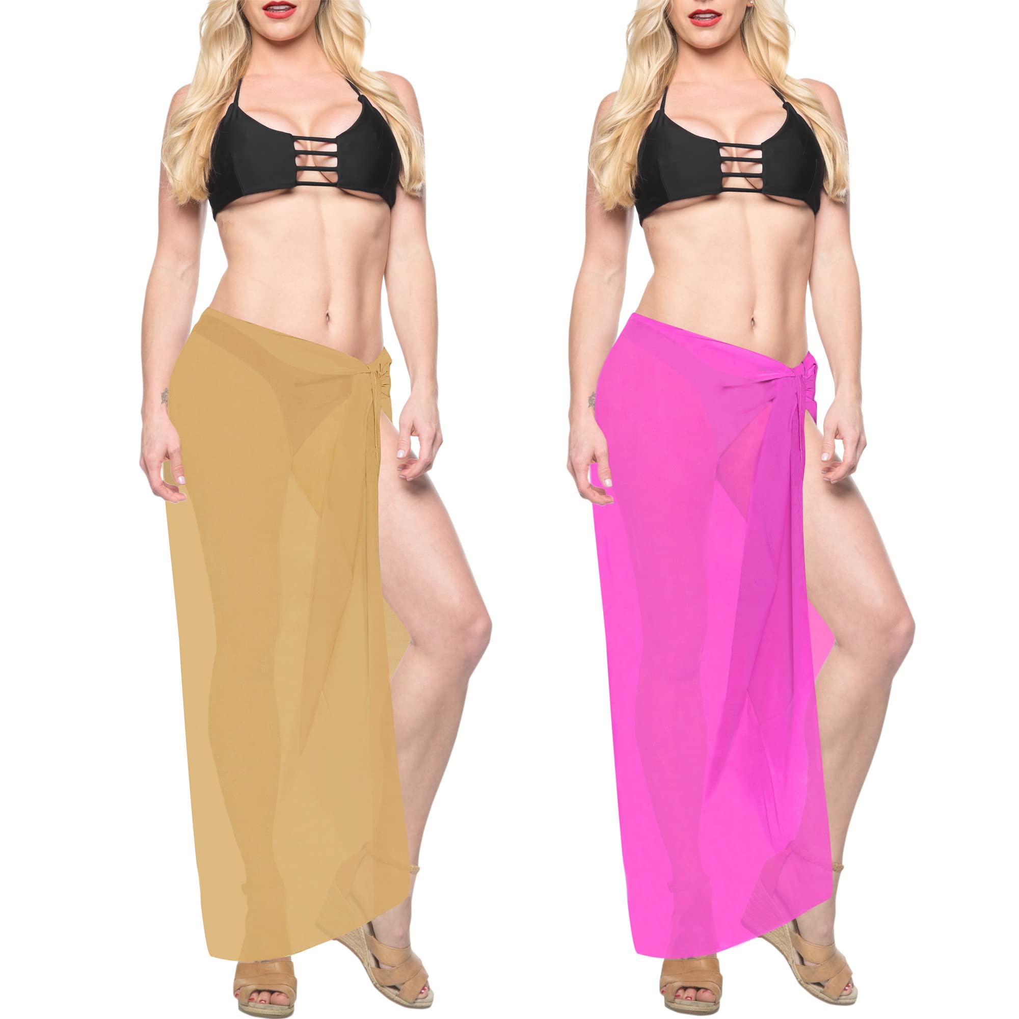 LA LEELA Women's Beach Sarong Wrap - Long Casual Pareo for Swimsuits & Vacation - One Size Flowy Cover Up for Pool, Beach & Tropical Getaways