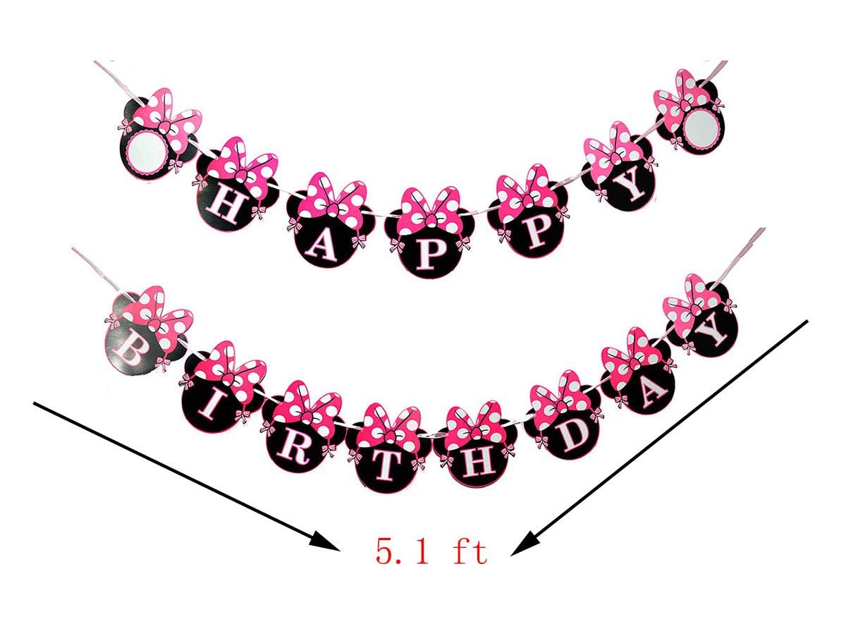 Disney Mickey Mouse Ears Happy Birthday Banner - Minnie Mouse Style Party Decorations, Baby Shower & Girls Birthday Party Supplies - Perfect for Birthday Celebrations, Baby Showers & Themed Parties