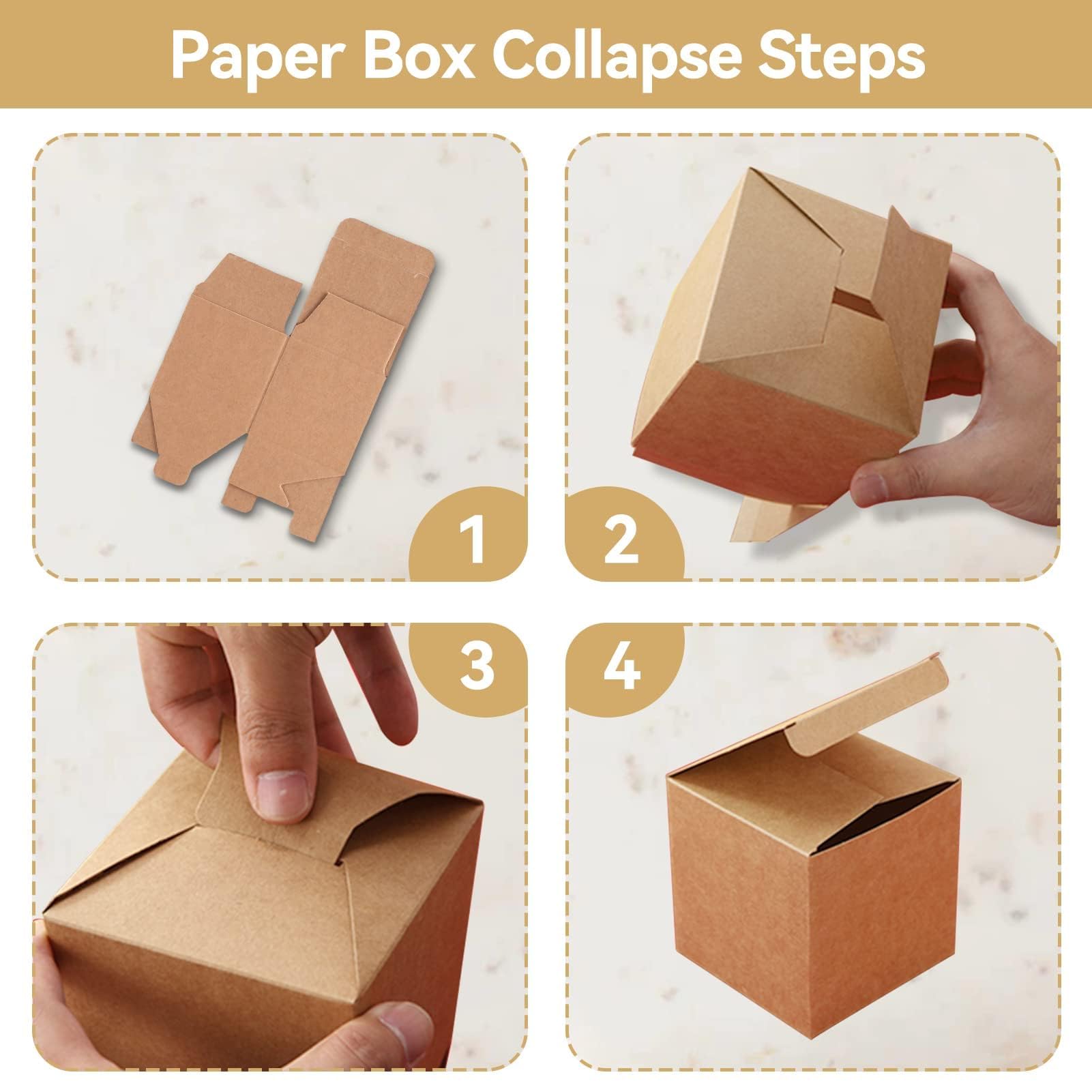 HERCHR 50-Pack 2x2x2 Inch Small Kraft Gift Boxes, Recycled Brown Cardboard Favor Boxes for Bridal, Birthday, Christmas & Party Favors - Perfect for DIY Crafts, Jewelry Packaging & Small Gift Wrapping
