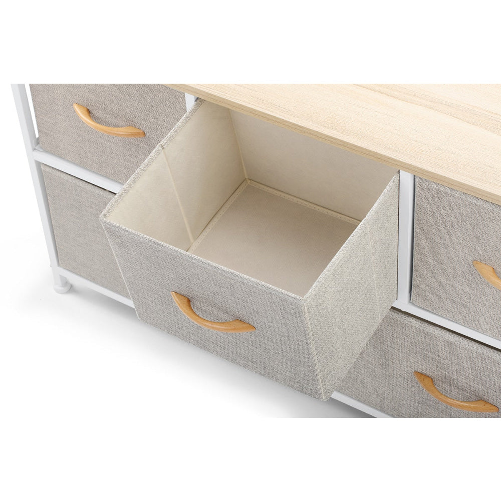 5-Drawer Storage Chest Organizer - Beige Wooden Dresser for Bedroom, Closet & Office - Compact Multi-Purpose Storage Solution for Clothes, Toys & Accessories