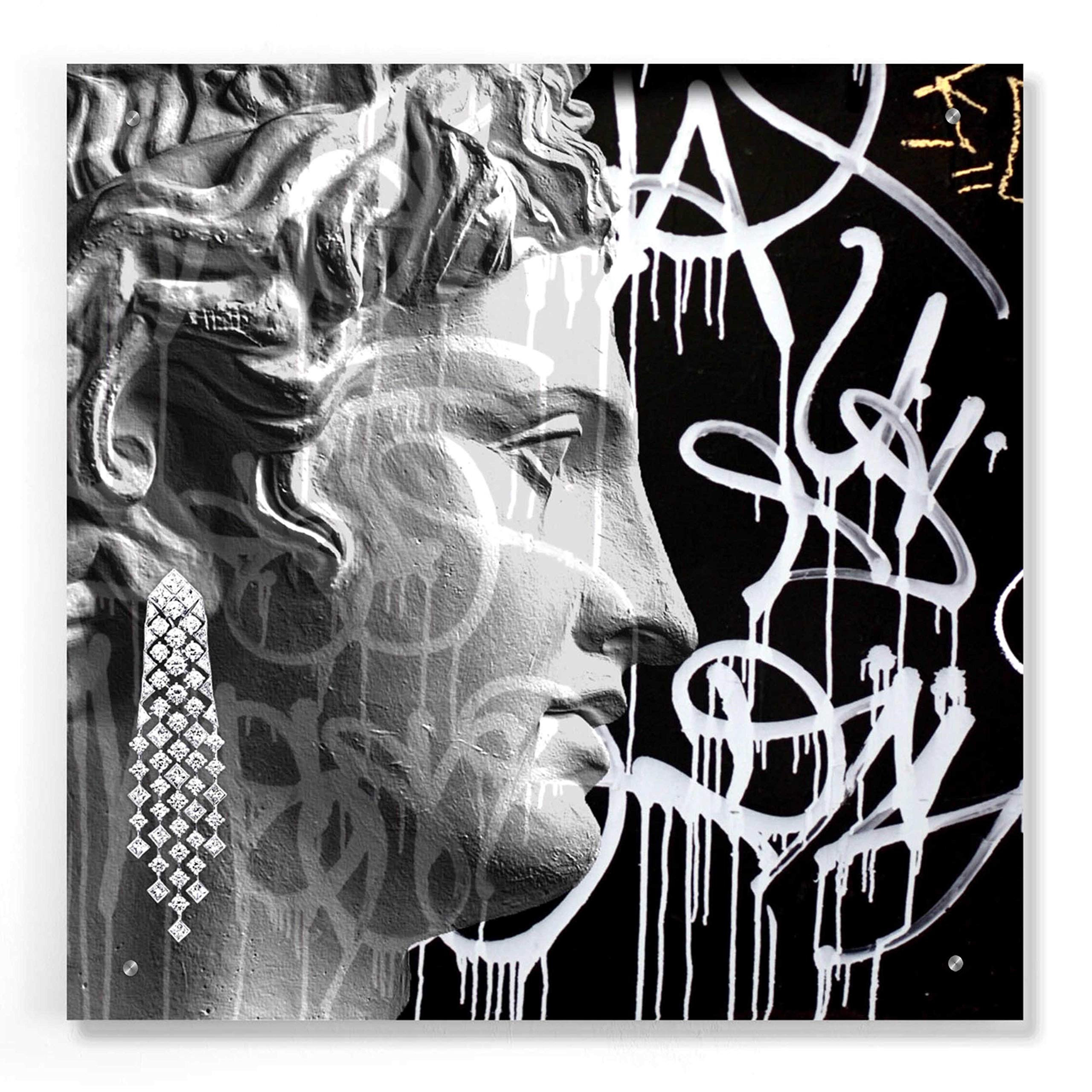 Graffiti Bust 2 Wall Art by Karen Smith - Modern Acrylic Glass Painting 24x24 Inches - Urban Home Decor for Living Room, Bedroom & Office