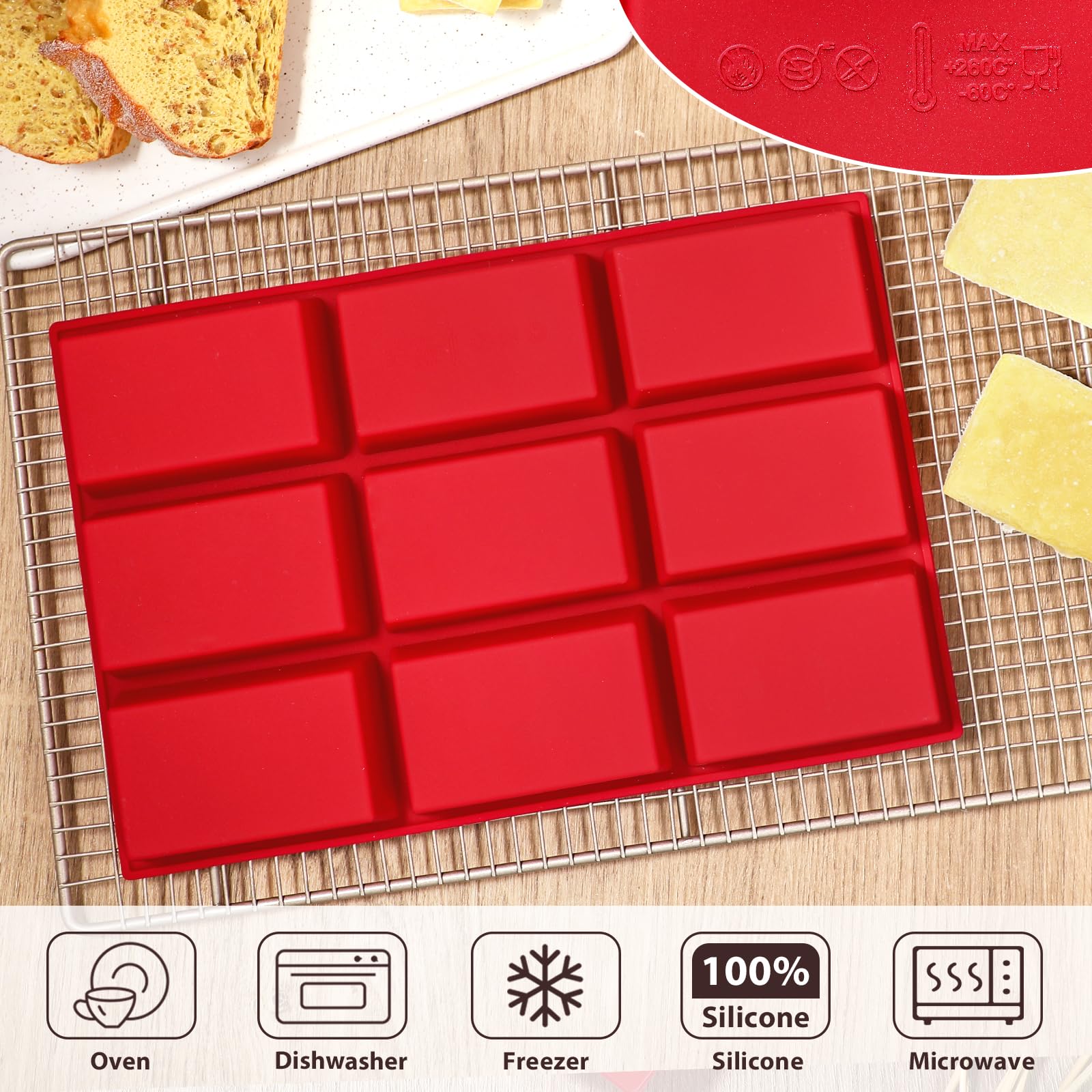 Webake Mini Loaf Pan Silicone Baking Mold - Non-Stick 4-Cavity Mini Loaf Cake, Bread, Meatloaf, Cornbread, Brownie & Muffin Pan - Perfect for Rectangle Soap Bars & Resin Epoxy Casting - Ideal for Home Baking, Gifts & DIY Crafts