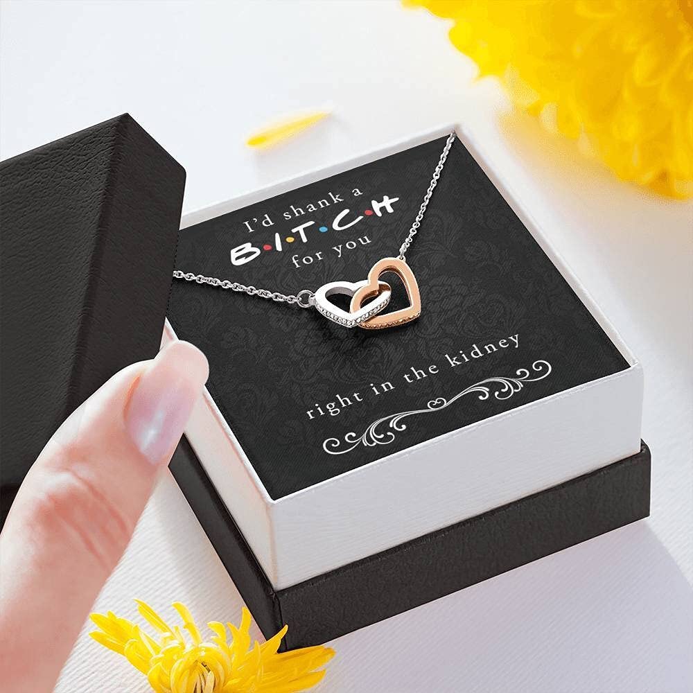 Handmade Message Card Necklace - Funny 'Shank a Bitch' Best Friend Gift for Christmas, Birthday, Sister | Unique Jewelry for Women, Friendship Day & Special Occasions